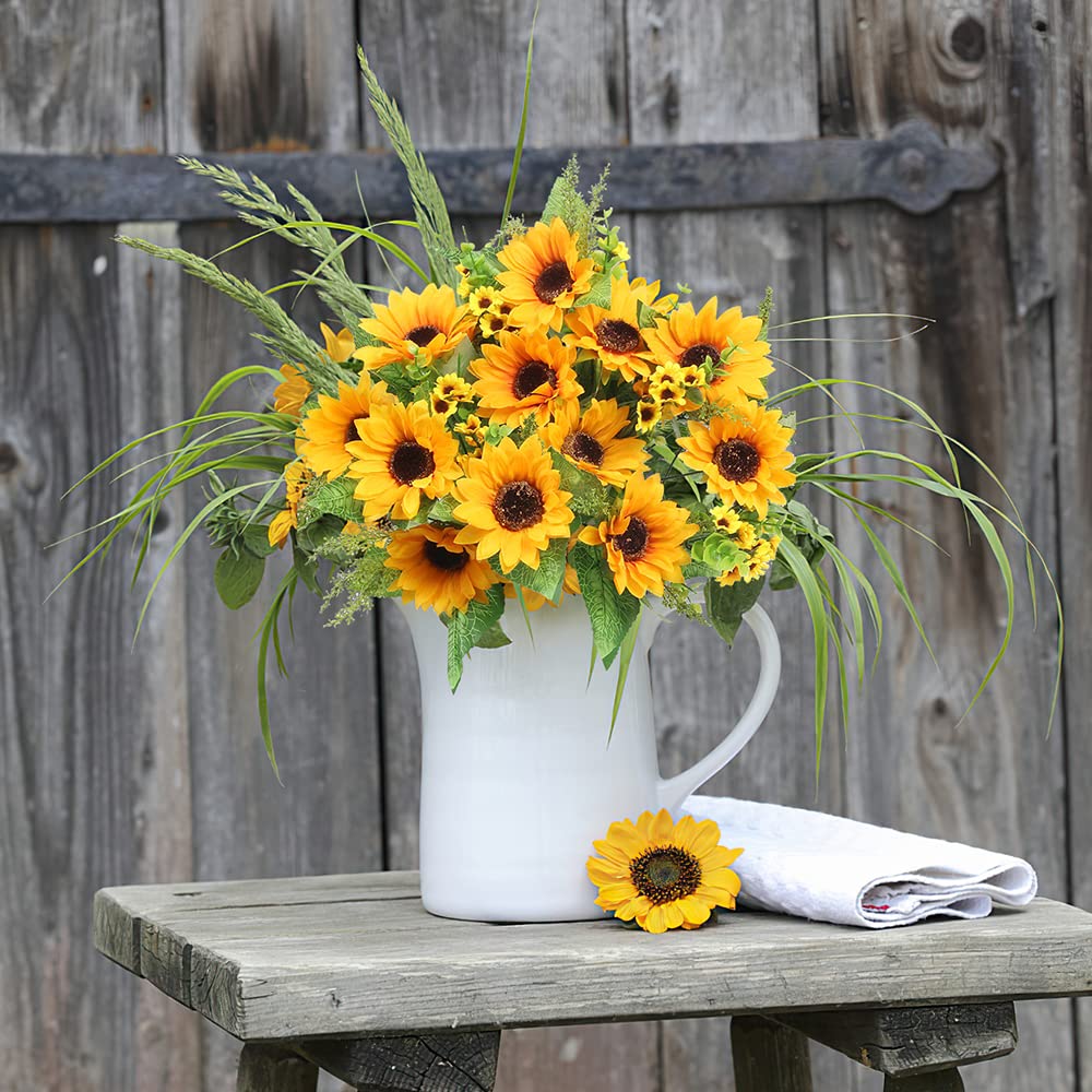 AmyHomie Artificial Sunflower Bouquets,2 Bunches Fake Wildflowers for Baby Shower Home Wedding Spring Decor, Bride Holding Flowers,DIY Garden Craft Art Decor