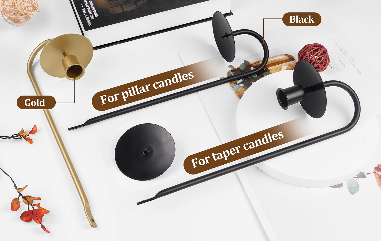Candle Sconces Set of 2, XAROO Taper & Pillar Wall Candle Holder, Black Wall Sconces Set of Two, Decor for Entryway, Stair Corner, Living Room
