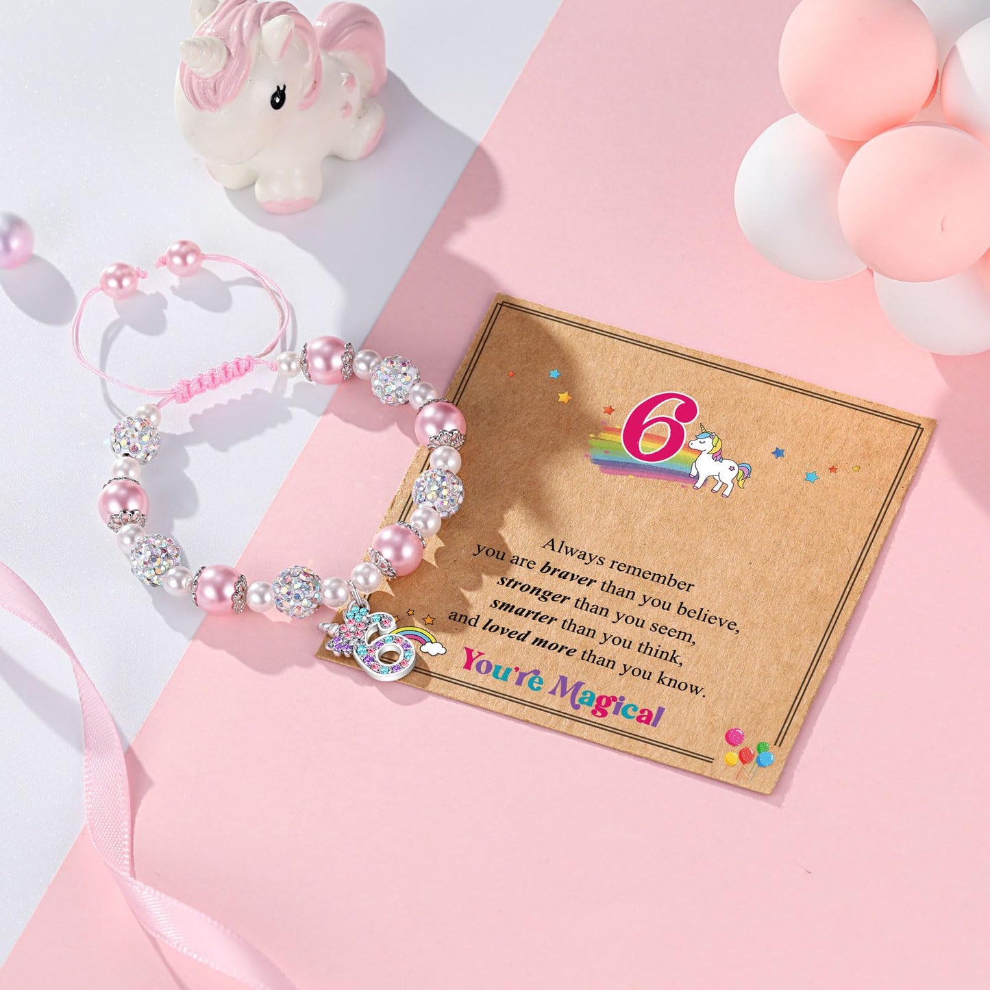 UPROMI 6 Year Old Girl Birthday Gifts, 6th Unicorn Birthday Decorations Party Favors Best Presents for 6 Year Old Girl Bracelet