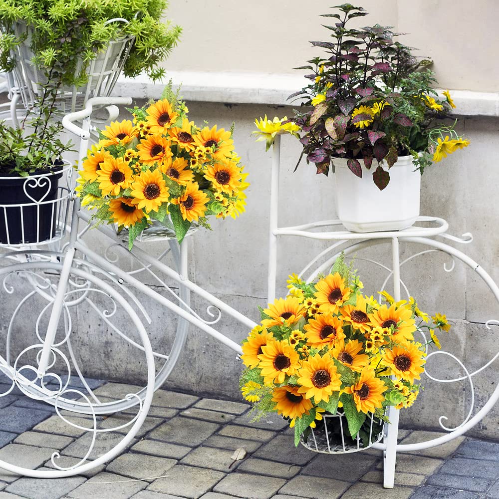 AmyHomie Artificial Sunflower Bouquets,2 Bunches Fake Wildflowers for Baby Shower Home Wedding Spring Decor, Bride Holding Flowers,DIY Garden Craft Art Decor