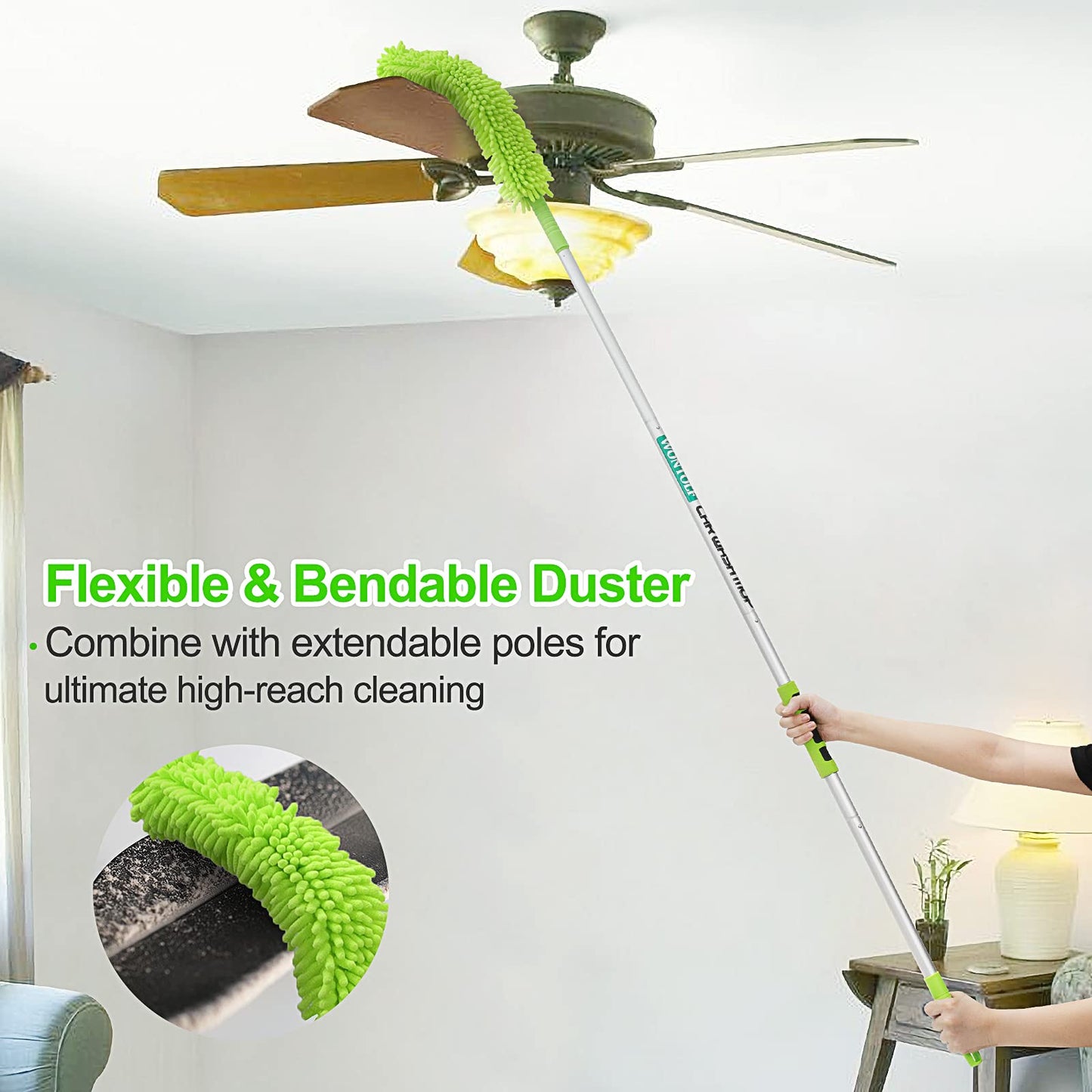 Wontolf 62'' Car Wash Brush with Long Handle Chenille Microfiber Car Wash Mop Mitt Car Cleaning Kit Windshield Window Squeegee Car Duster Microfiber Towels Wheel Tire Brush for Cars RV Truck Boat