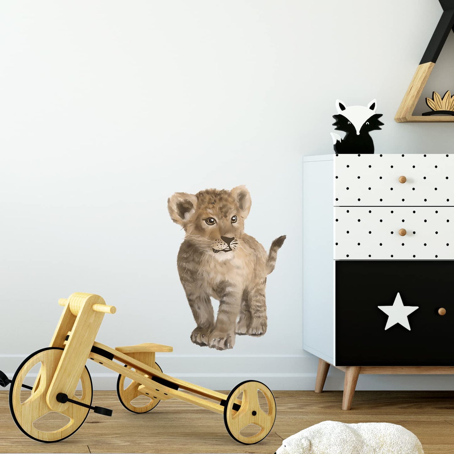 ROFARSO Lifelike Cute Lovely Baby Lion Animal Wall Stickers Removable Wall Decals Peel and Stick Wall Art Decorations Home Decor for Kid Nursery Baby Bedroom Living Room Playing Room Murals