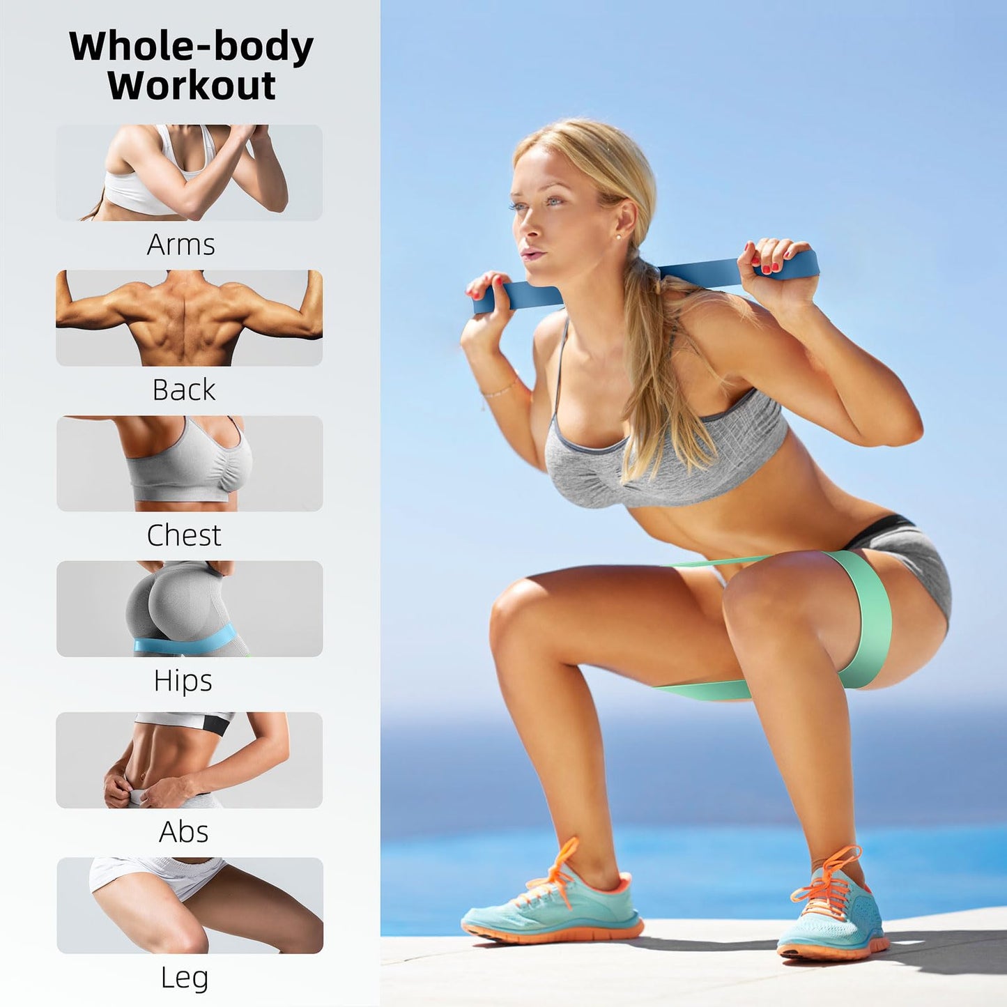 Resistance Bands for Working Out, Home Gym Exercise Workout Bands for Women and Men, 5 Set of Stretch Bands for Booty Legs