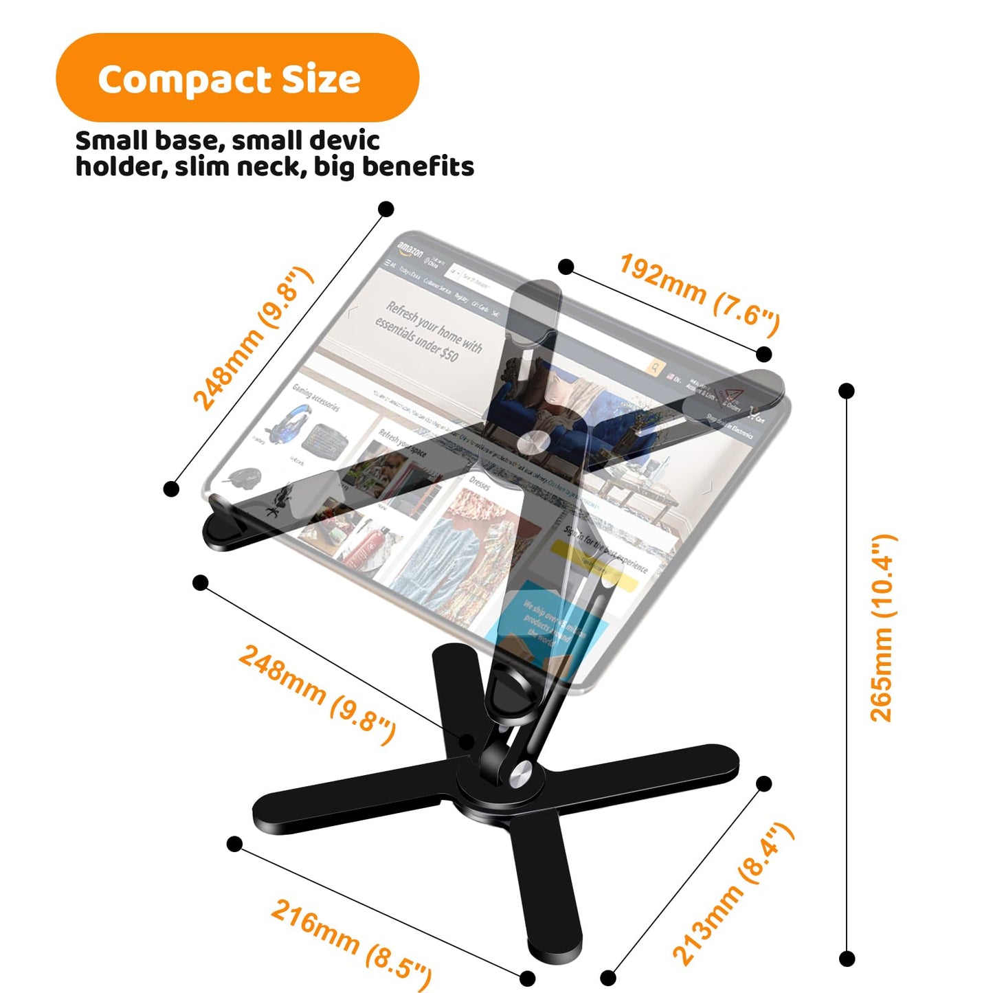 Moallia Laptop Stand with 360 Rotating Base, Computer Notebook Laptop Riser Metal Holder for Desk Collaborative Work, Fully Foldable for Easy Storage, Fits All MacBook, Laptops up to 16 inches, Black