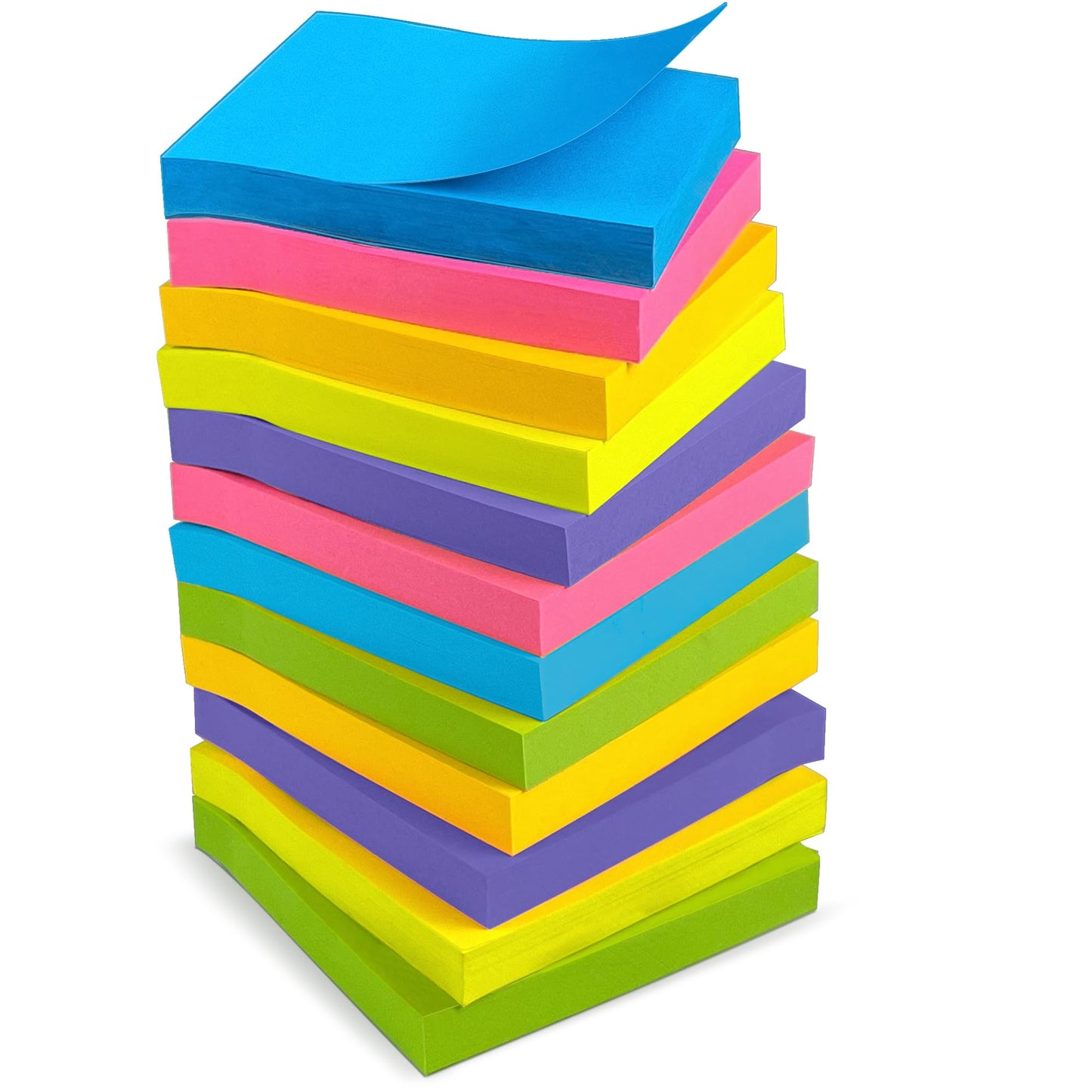 OHOME Sticky Notes - 12 Pads, 3”x3” - Colorful Self-Stick Post Notes Bulk - Office Desk Accessories | Teacher Classroom Must Haves,Aesthetic School Supplies for Home,Easter Basket Essentials