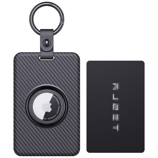 Card Holder for Tesla Keycard with AirTag Slot, Plastic Key Card Protective Case Cover for Tesla Model 3 Y S X, Key Holder with Keychain Key Rings - 1 Pack