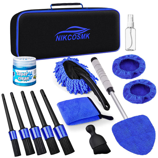 Windshield Cleaner Tool, 15Pcs Car Interior Detailing Kit, Car Cleaning Kit Interior Cleaner, Car Detailing Brushes, Car Cleaning Gel, Car Cleaning Supplies Tools Accessories for Women, Men, Interior