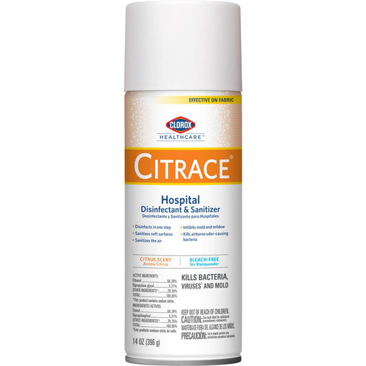 CloroxPro Healthcare Citrace Hospital Disinfectant & Sanitizer Aerosol Spray, Healthcare Cleaning and Industrial Cleaning, Clorox Disinfecting Spray, Citrus, 14 Ounces - 49100