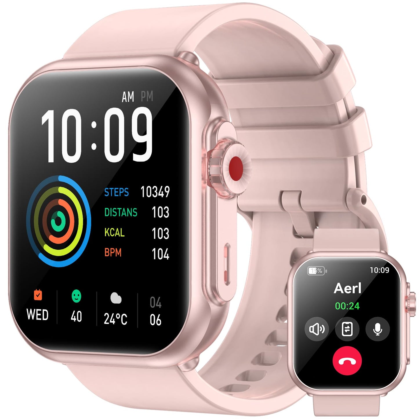 Smart Watch for Men Women, 1000mAh Battery 100-Day Standby Time, 1.85" HD Screen Fitness Tracker, 110+ Sport Modes, IP68 Waterproof, Heart Rate/Sleep Monitor, Fitness Watch for Android/iOS (Pink)