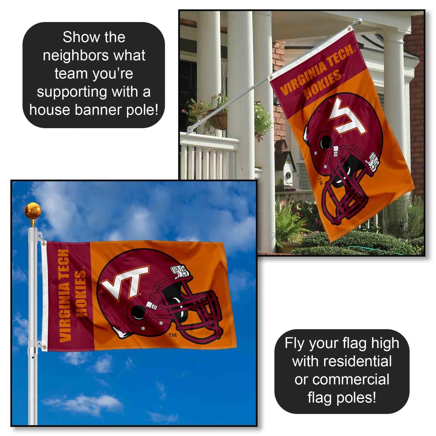 VA Tech Hokies Large Football Helmet 3x5 College Flag