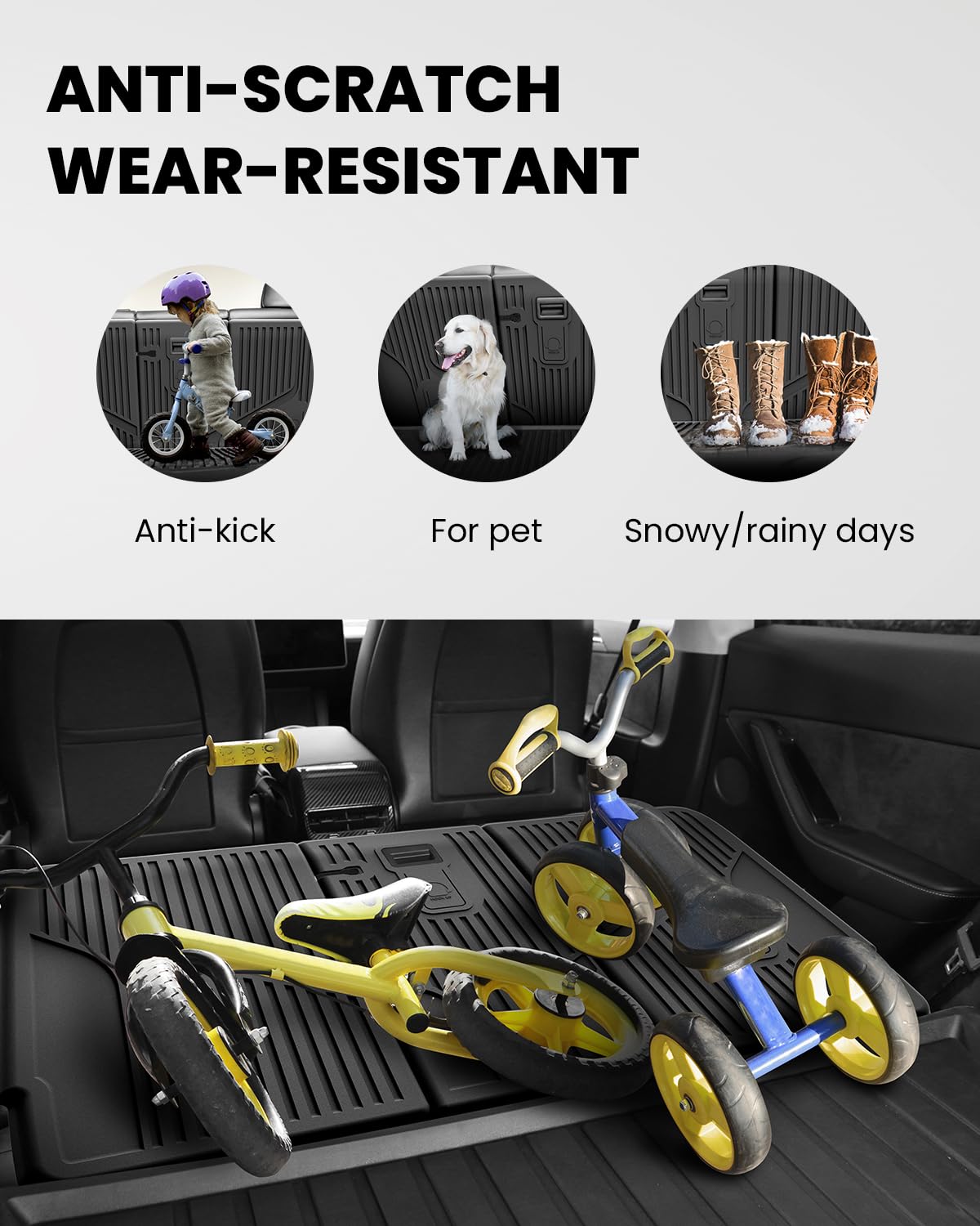 LASFIT Premium Extra Thick Rear Seat Back Covers for Tesla Model Y 2025/2024/2023/2022/2021/2020 | TPE Custom Fit Waterproof Model Y Accessories 5/7 Seater Second Row Back Seat Protector Mat Liner