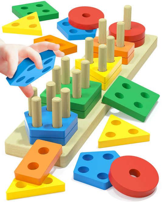 Zartores Montessori Toys for 1 2 3 Year Old Boys Girls Toddlers, Wooden Sensory Toys for Ages 2-4, 1 2 Year Old Boy Girl Birthday Gifts, Educational Toddler Learning Puzzles