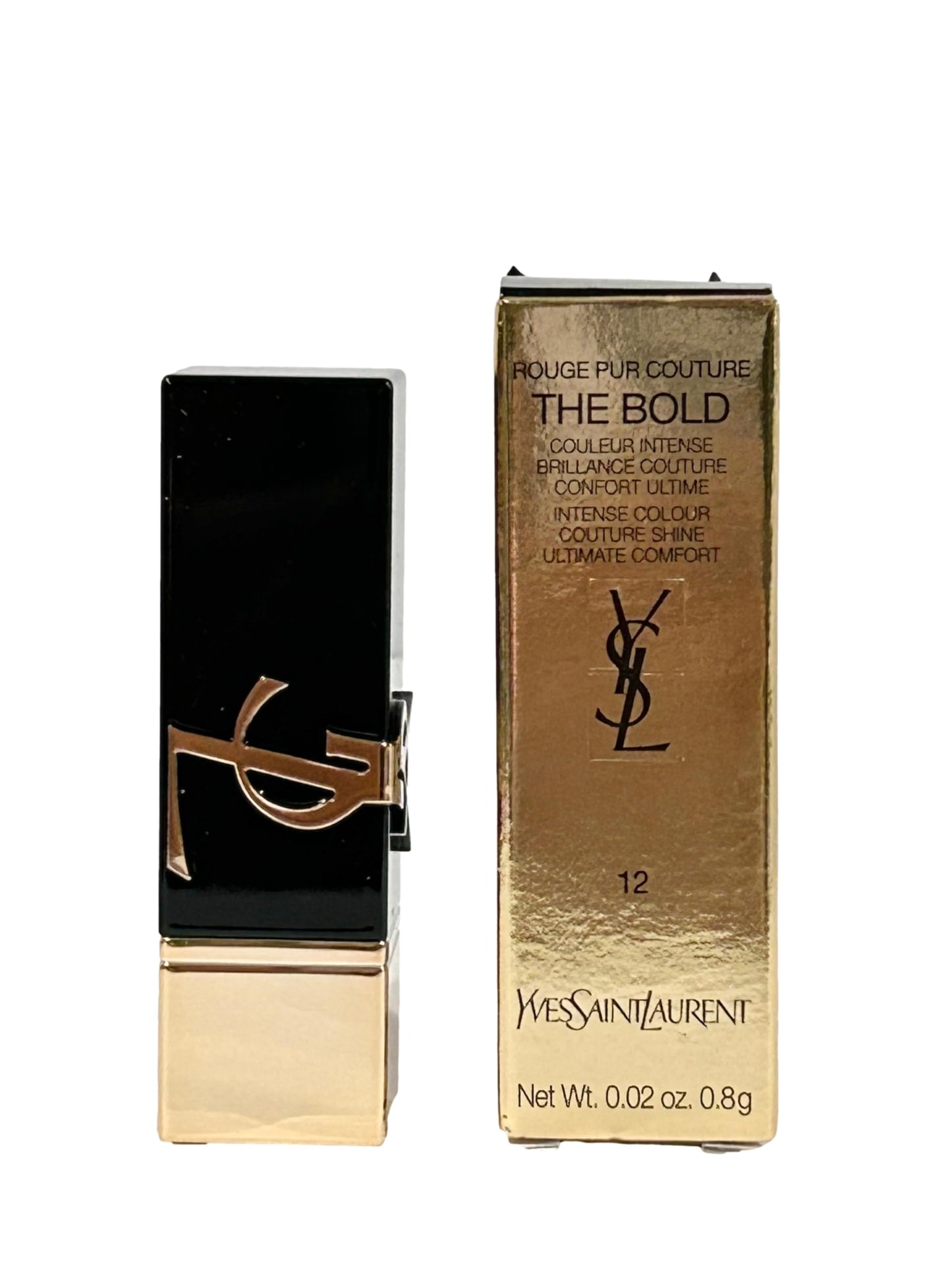 YVES SAINT LAURENT YSL Rouge Pur Couture THE BOLD Lipstick Color # 12 NU INCONGRU (MINI/SMALL/SAMPLE SIZE/TRAVEL SIZE) - 0341, RED