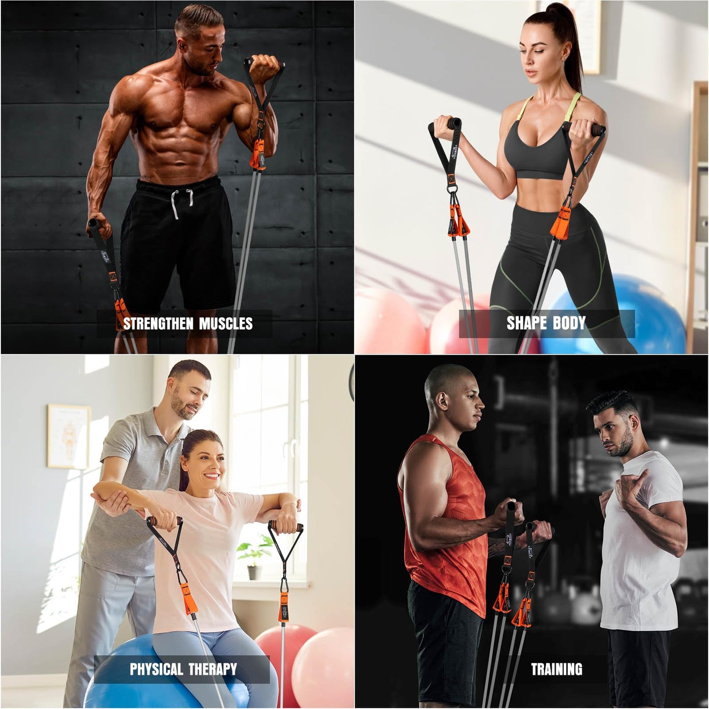 Resistance Bands, 175lbs Heavy Exercise Bands with Handles, Fitness Bands for Working Out, Workout Bands for Men and Women, Weight Bands Set for Muscle Training, Strength, Yoga, Home Gym Equipment