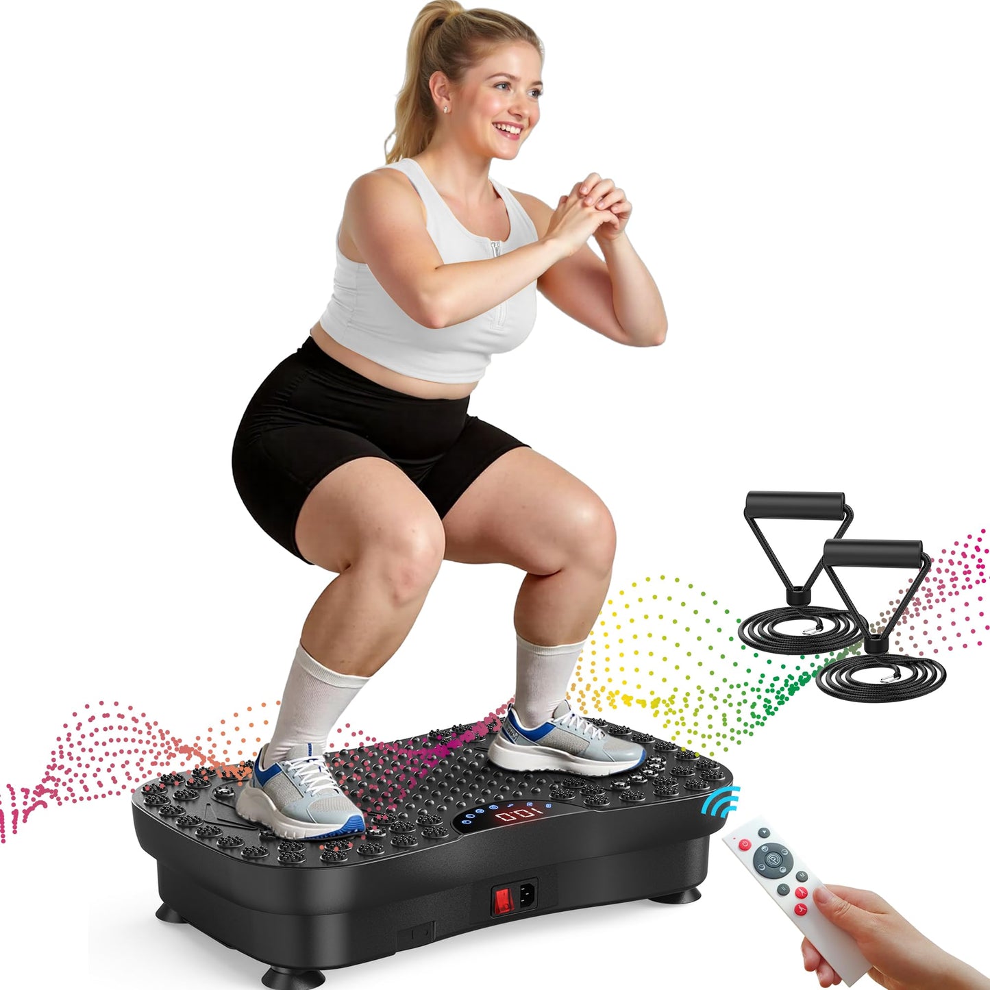 AXV Vibration Plate Fitness Platform Exercise Machine Vibrating Lymphatic Drainage Shaking Workout Full Body Shaker Vibrate Stand Shake Board Sport Gym Pad for Weight Loss Fat Burner for Women Men