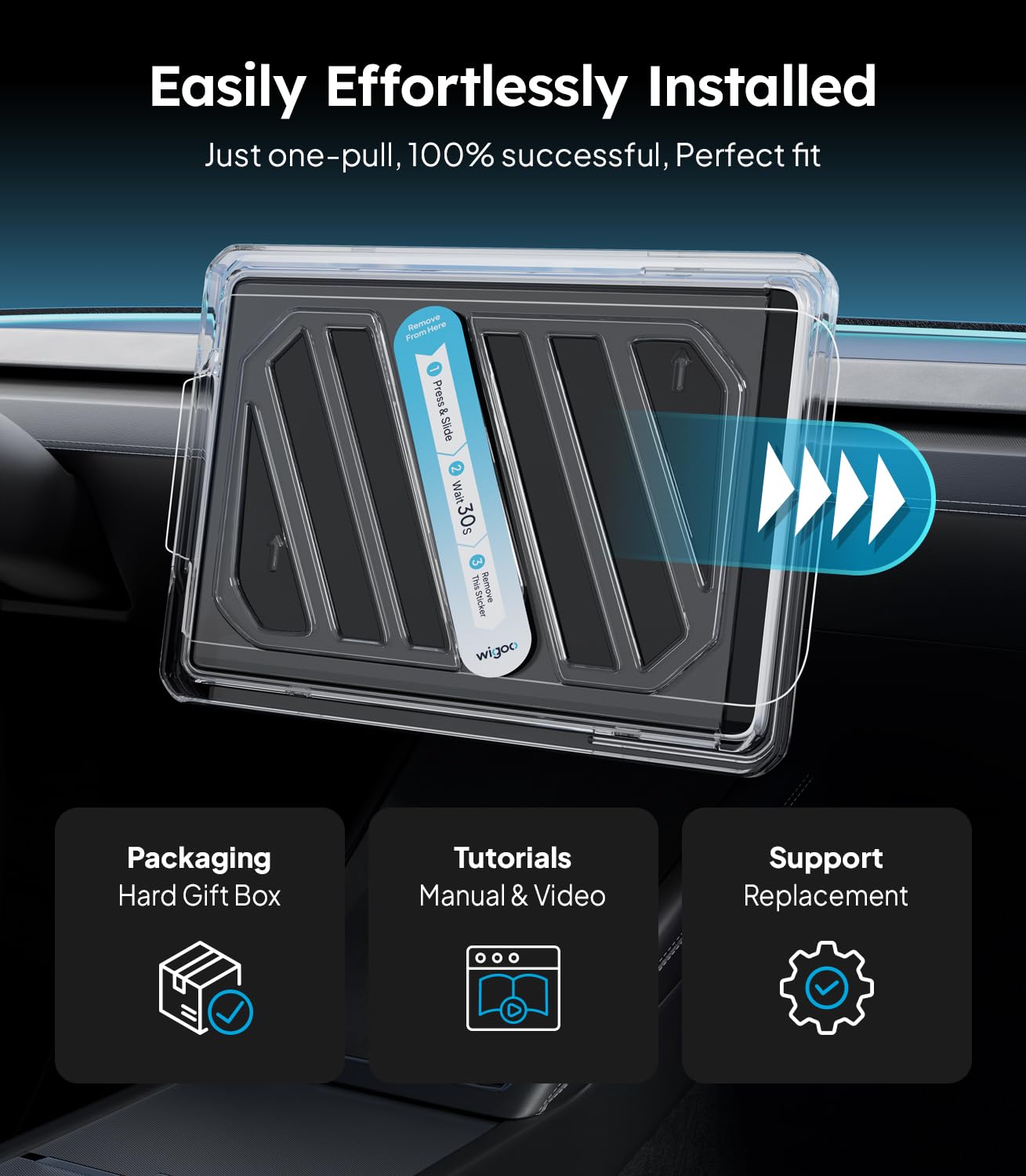 Wigoo Tesla New Model Y Juniper & Model 3 Screen Protector Matte [No Glare & Fingerprint] Model 3 (2024~2025)/New Model Y Juniper Accessories, Tempered Glass Protector Front/Rear Screen [2-Pack]