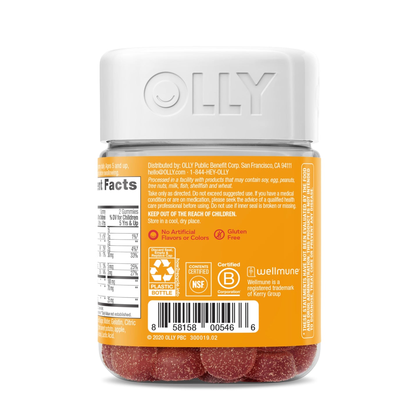 OLLY Kids Immunity Gummy, Immune Support, Wellmune, Elderberry, Vitamin C, Zinc, Chewable Supplement, Cherry - 50 Count