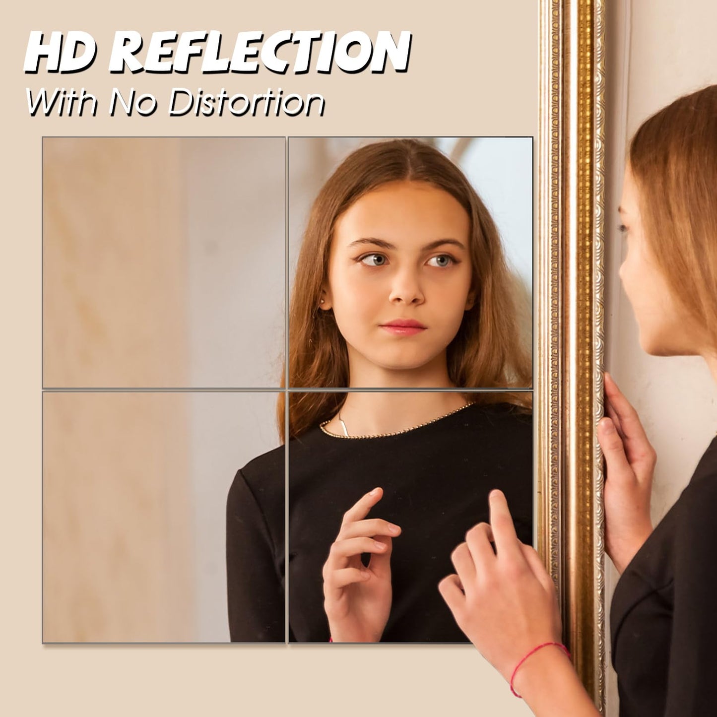 VASUHOME Home Gym Mirrors 12 Inch x 12PCS, HD Glass Wall Mounted Mirror Tiles for Home Gym, Bedroom, Living Room, Door, Closet