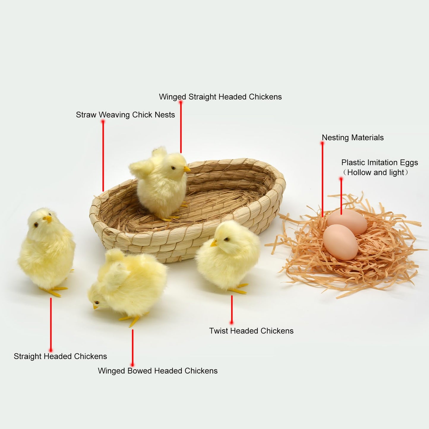bvdtitb Baby Chick 7 Set, Simulated Chicken Sound Figurine Lifelike Stuffed Farm Animal, Realistic Chicken Plush Easter Chicks Photography Props Home Decor Chirping Furry Little Chicken Birthday Gift
