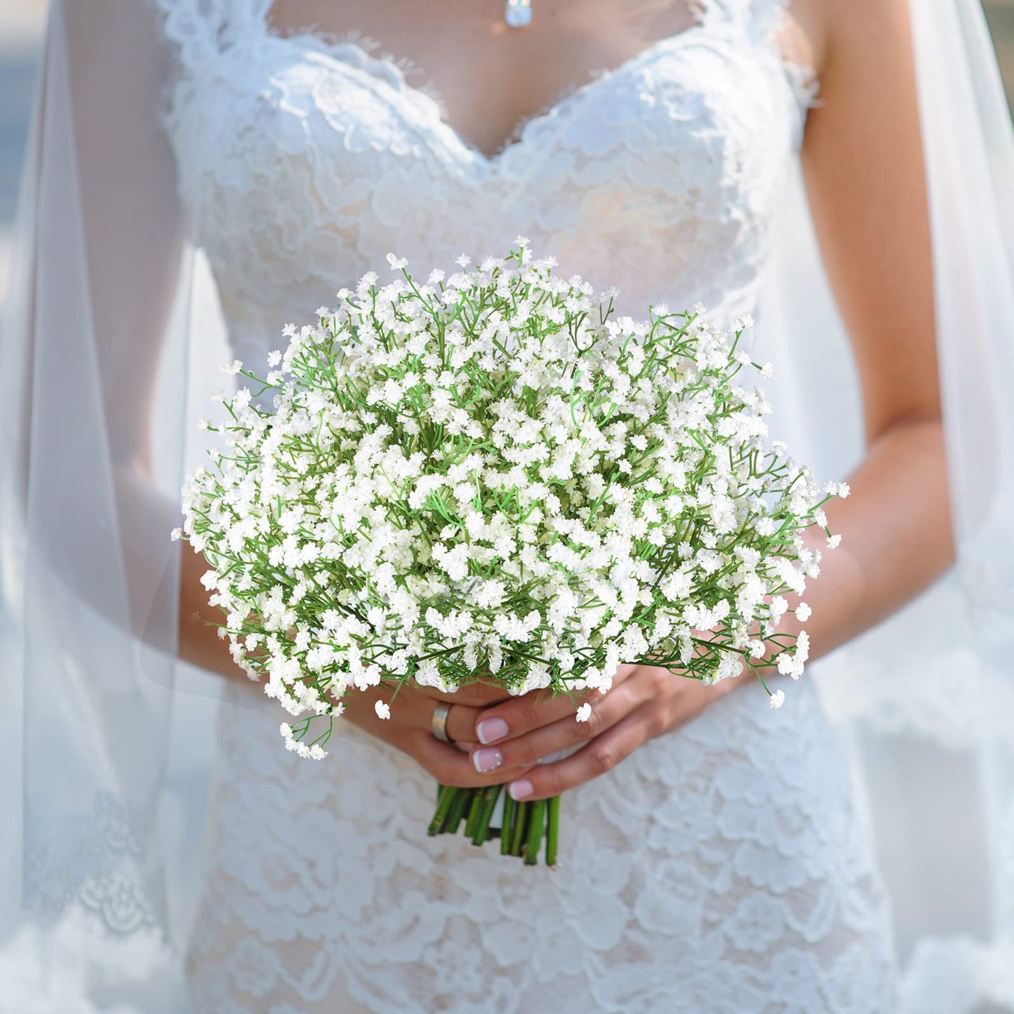 LYLYFAN Babys Breath Artificial Flowers,18 Pcs Gypsophila Real Touch Flowers for Wedding Party Home Garden Decoration White