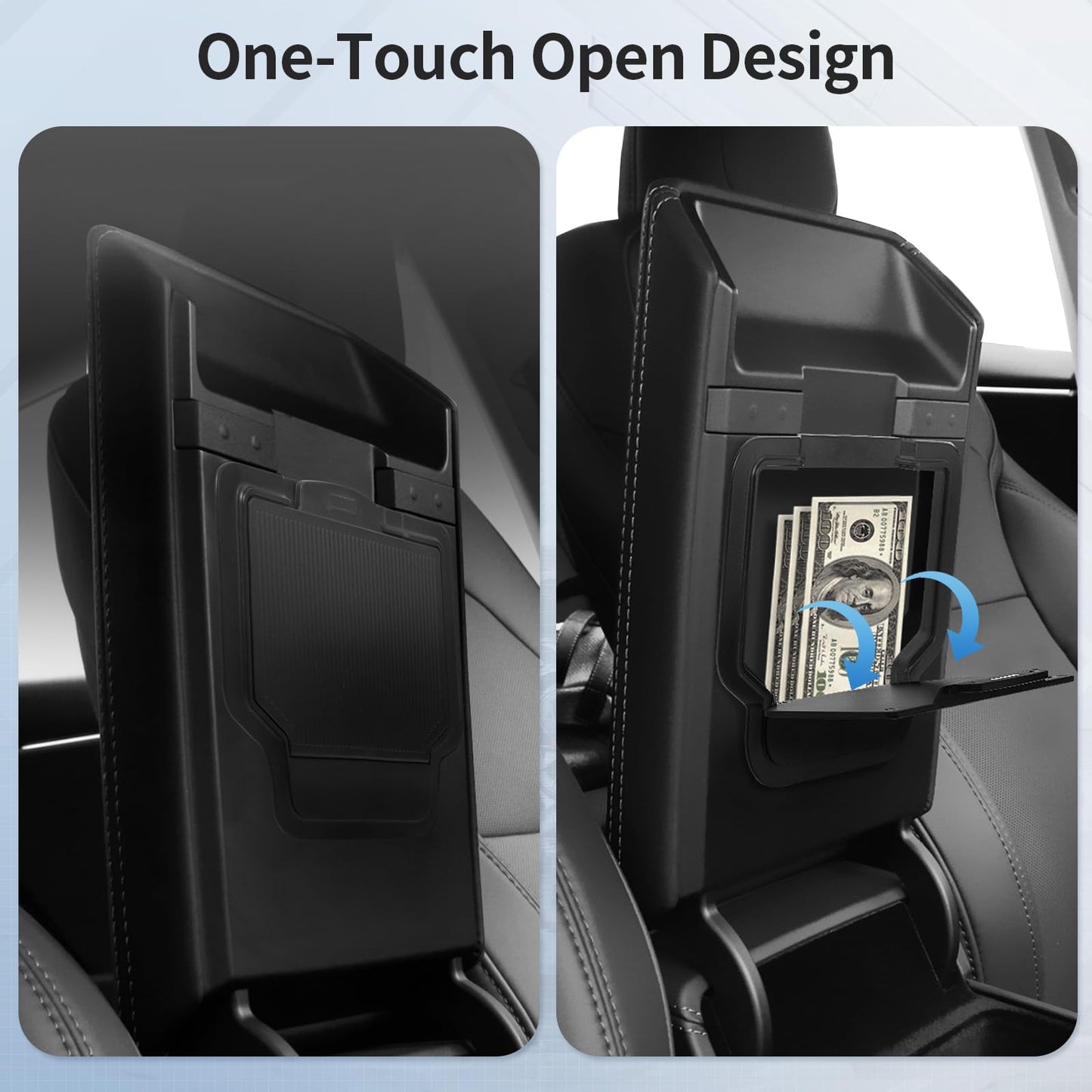 TSLDRV 2025 Upgrade Center Console Organizer Tray for Tesla Model 3 Highland Accessories 2024 2025/For Tesla Model Y Juniper Accessories 2025 [Slide Smoothly/US Patent] Cup Holder Matte Black