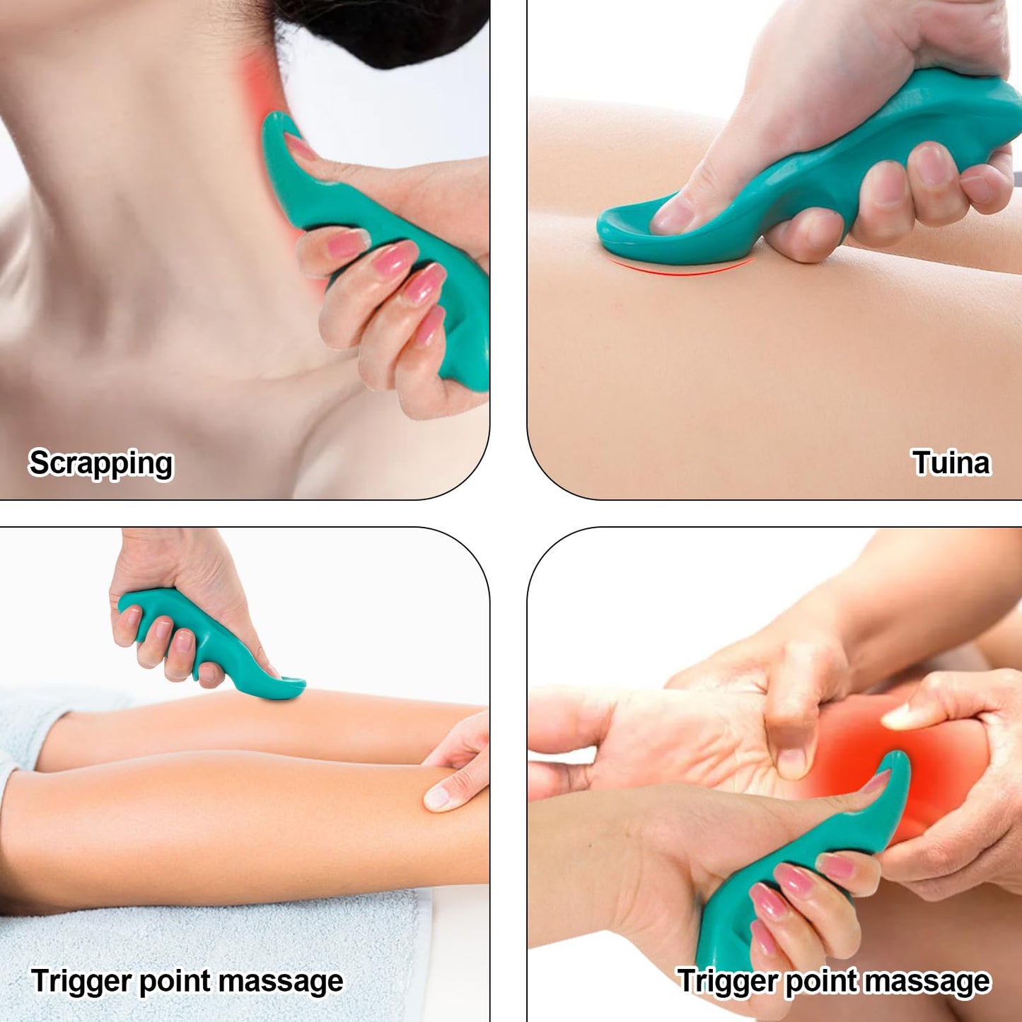 hautllaif Manual Trigger Point Massage Tool and Thumb Saver for Full Body Deep Tissue Massage, Set Include 1 Green Thumb Protector Tool 1 Palm Urchin Massage Tool Hand Held 4-Legged Massage Knobs