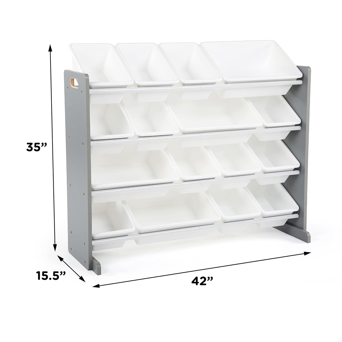 Humble Crew Supersized Toy Storage Organizer with 16 Removable Bins, Grey/White – Large Toy Storage for Toddlers Ideal for Kids' Rooms, Playrooms, and Nurseries - Modern Toy Bins for Kids