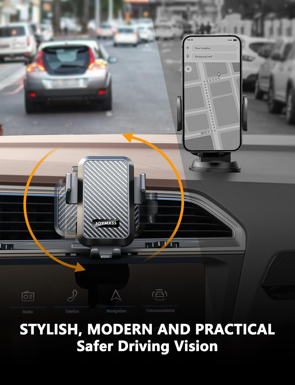JOYMASS Wireless Car Charger, 15W Fast Charging Auto Clamping Car Charger Cell Phone Holder Mount Vent for iPhone 15 14 13 12 Mini Pro Max 11 XR XS X, Samsung Galaxy S23 Ultra S22 S21+ Note 20, etc