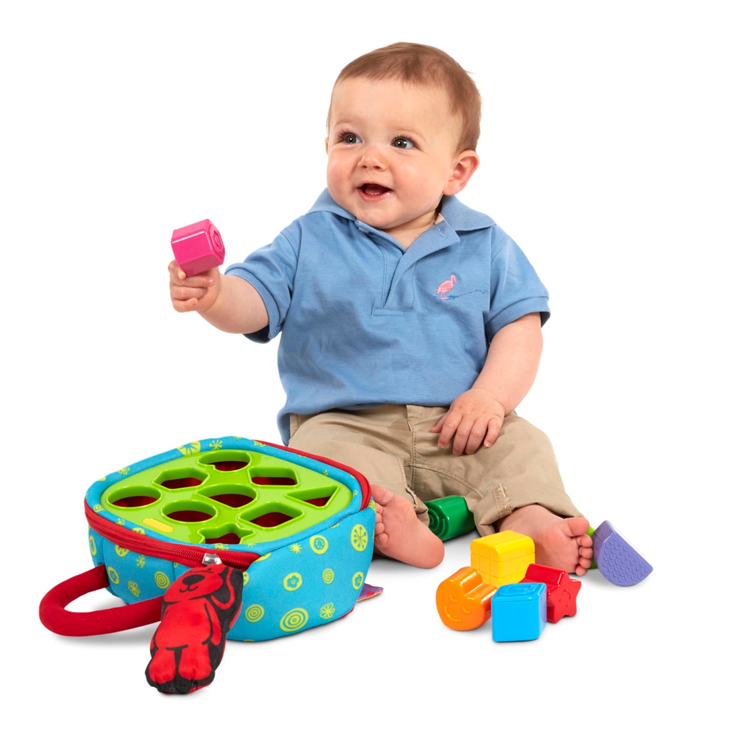 Melissa & Doug K's Kids Take-Along Shape Sorter Baby Toy with 2-Sided Activity Bag and 9 Textured Shape Blocks