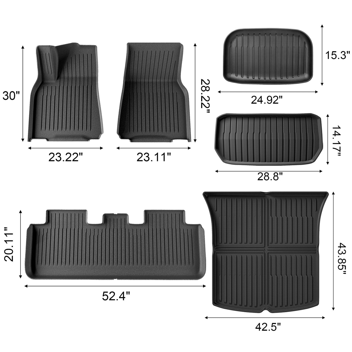Autocessking Floor Mats for Tesla Model Y 2021-2024 2025, Set of 6 Mats All Weather TPE Waterproof Anti-Slip Front & Rear Trunk Mats Cargo Liners, Custom Fit for Tesla 5-Seater (Not Fit 7-Seat)