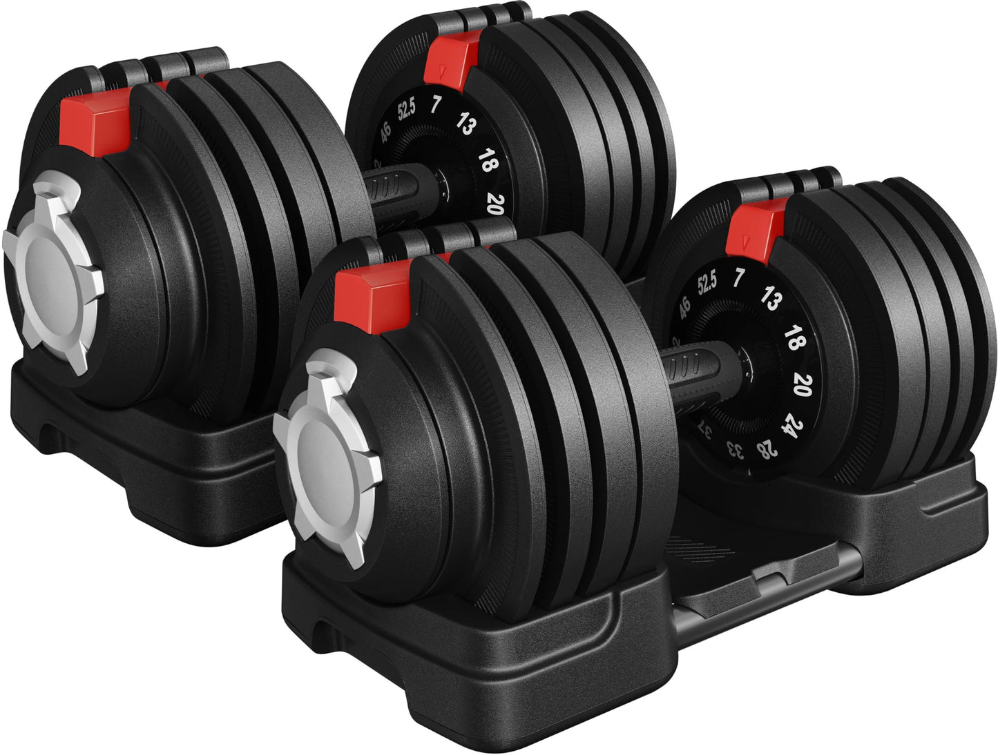 Yaheetech Adjustable Dumbbell Set 52.5lbs Pair of Adjustable Dumbbells Fast Adjust Dumbbell Weight Set of 2 with Anti-Slip Handle and Tray for Men/Women Home Gym Full Body Strength Training Equipment