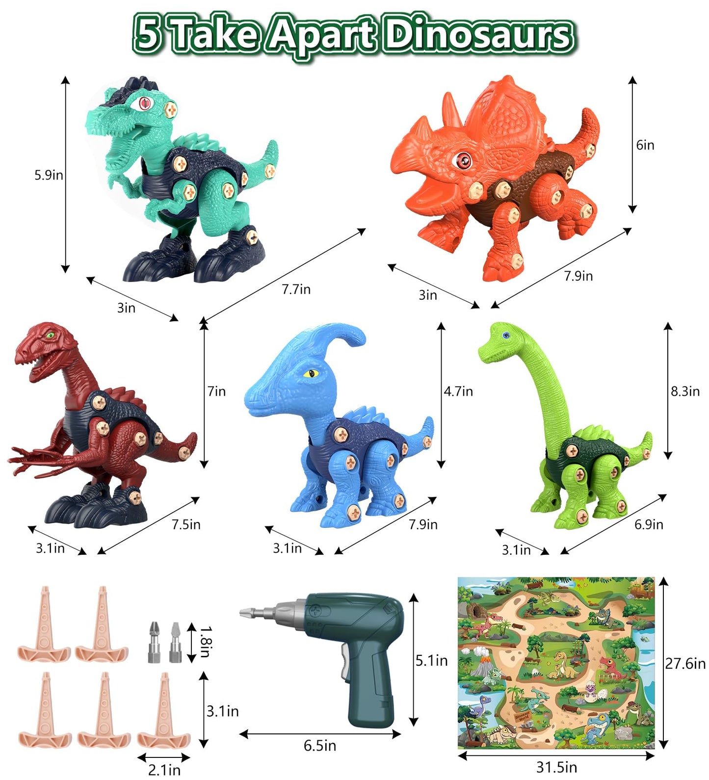 Jasonwell Kids Building Dinosaur Toys - Boys STEM Take Apart Construction Set Educational Dino Kit Play Set Easter Party Favors Christmas Birthday Gifts for Toddler Girls Age 3 4 5 6 7 8 + Year Old