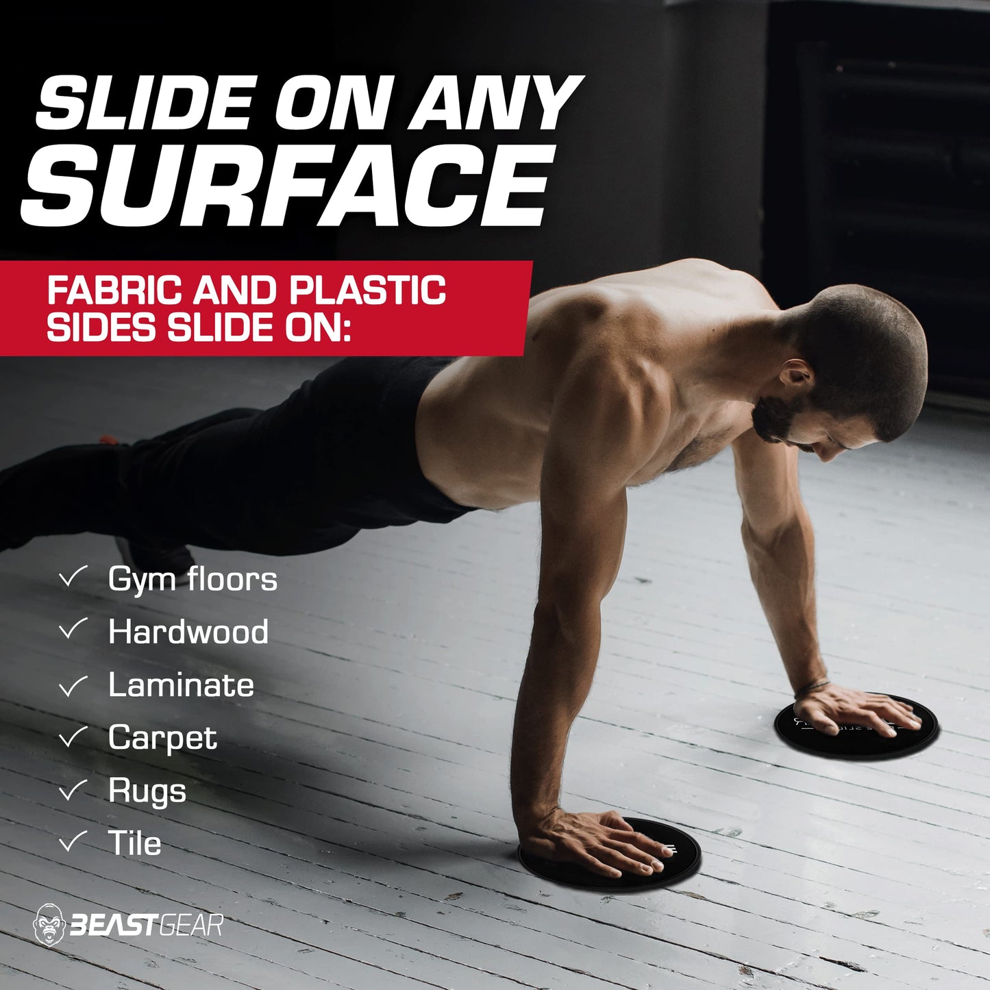 Beast Gear Core Sliders for Working Out Double Sided for Using on Hard and Soft Floors Gliding Discs for Abdominal Exercises Fitness Equipment for Man and Woman