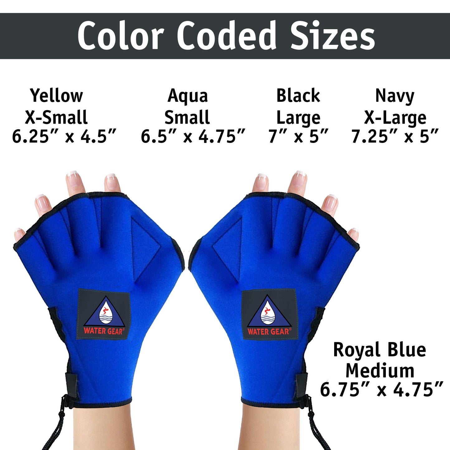 Water Gear Neoprene Fingerless Force Gloves - Aqua Fitness Gloves - Great for Workouts and Diving - Designed with Enhanced Grip - 50% More Resistance - Medium (Royal Blue)