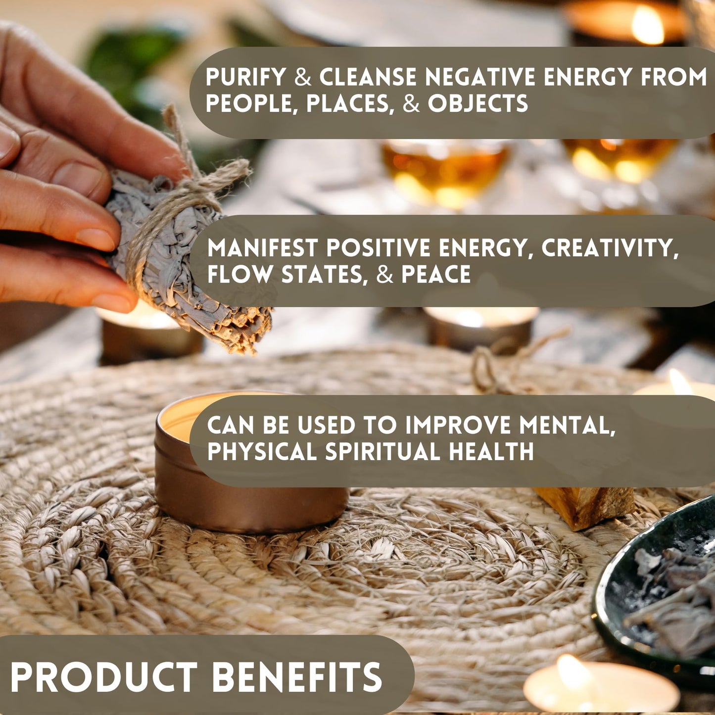Ancient VEDA Sage Smudge Kit | Lavender, Sweetgrass, & Palo Santo Sticks Smudging Kit for Meditation, Yoga, Reiki, Home Cleansing, & Aromatherapy (Starter Kit, Lavender Sage)