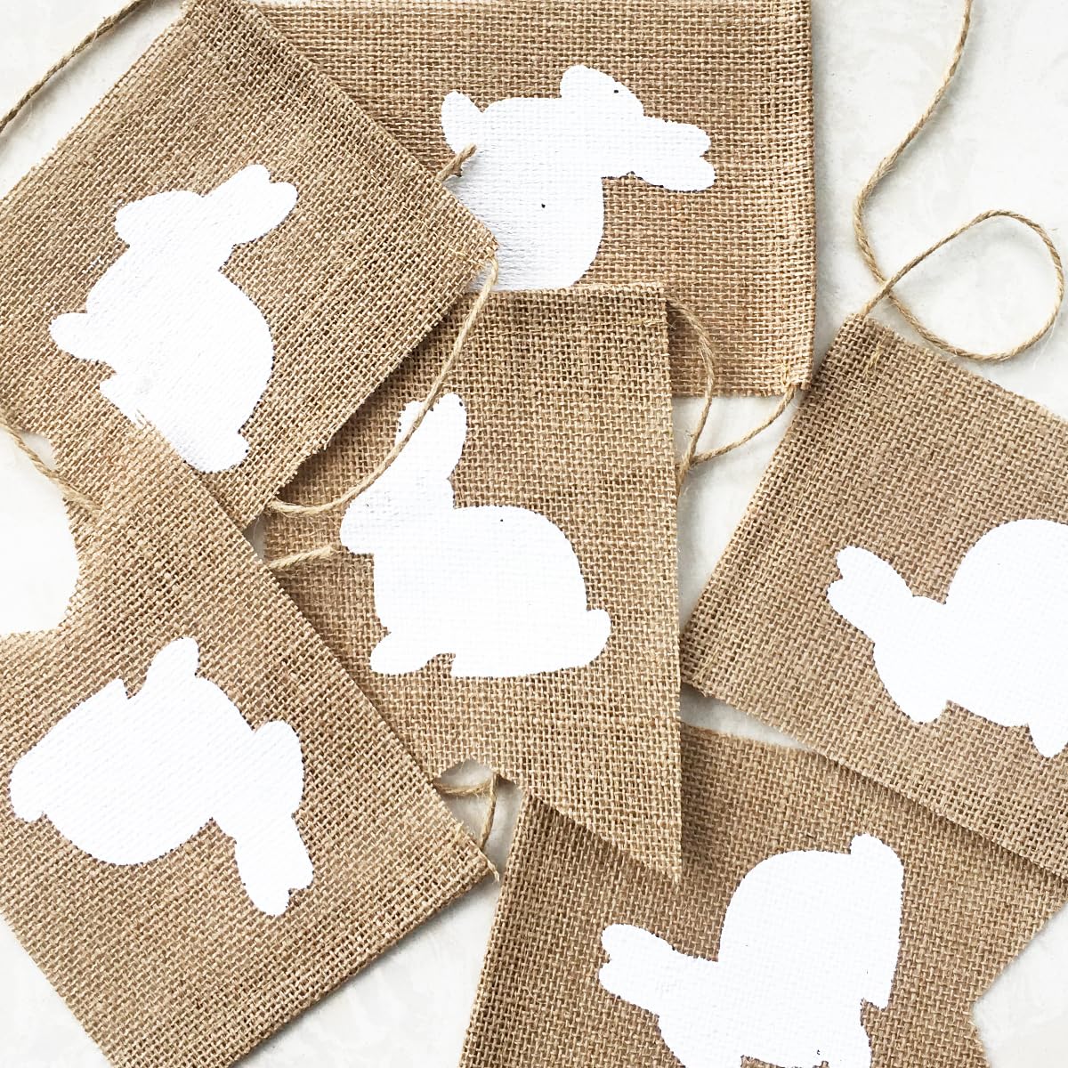 Uniwish Rabbit Banner Burlap Easter Decorations Garland Bunny Bunting Home Decor for Mantle Fireplace Rustic Spring Themed Baby Shower Birthday Party Supplies