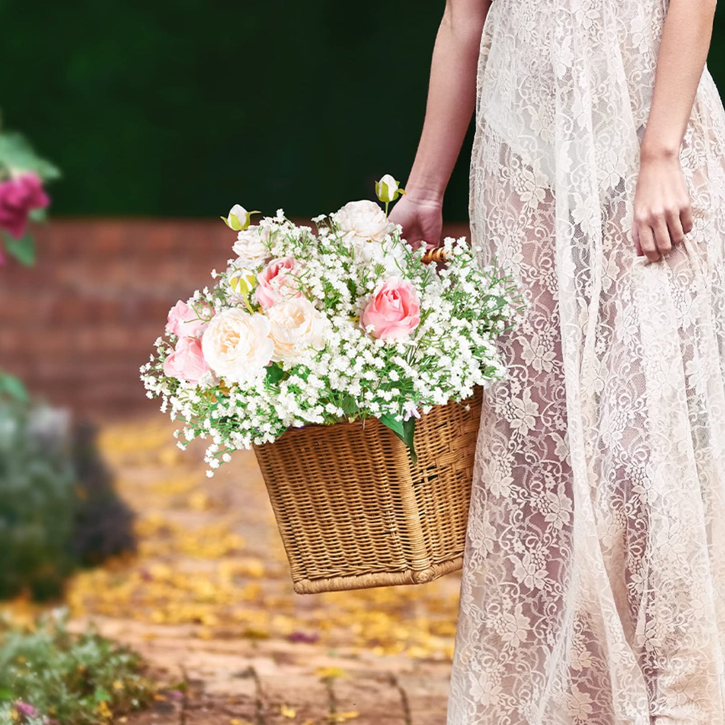 LYLYFAN Babys Breath Artificial Flowers,18 Pcs Gypsophila Real Touch Flowers for Wedding Party Home Garden Decoration White
