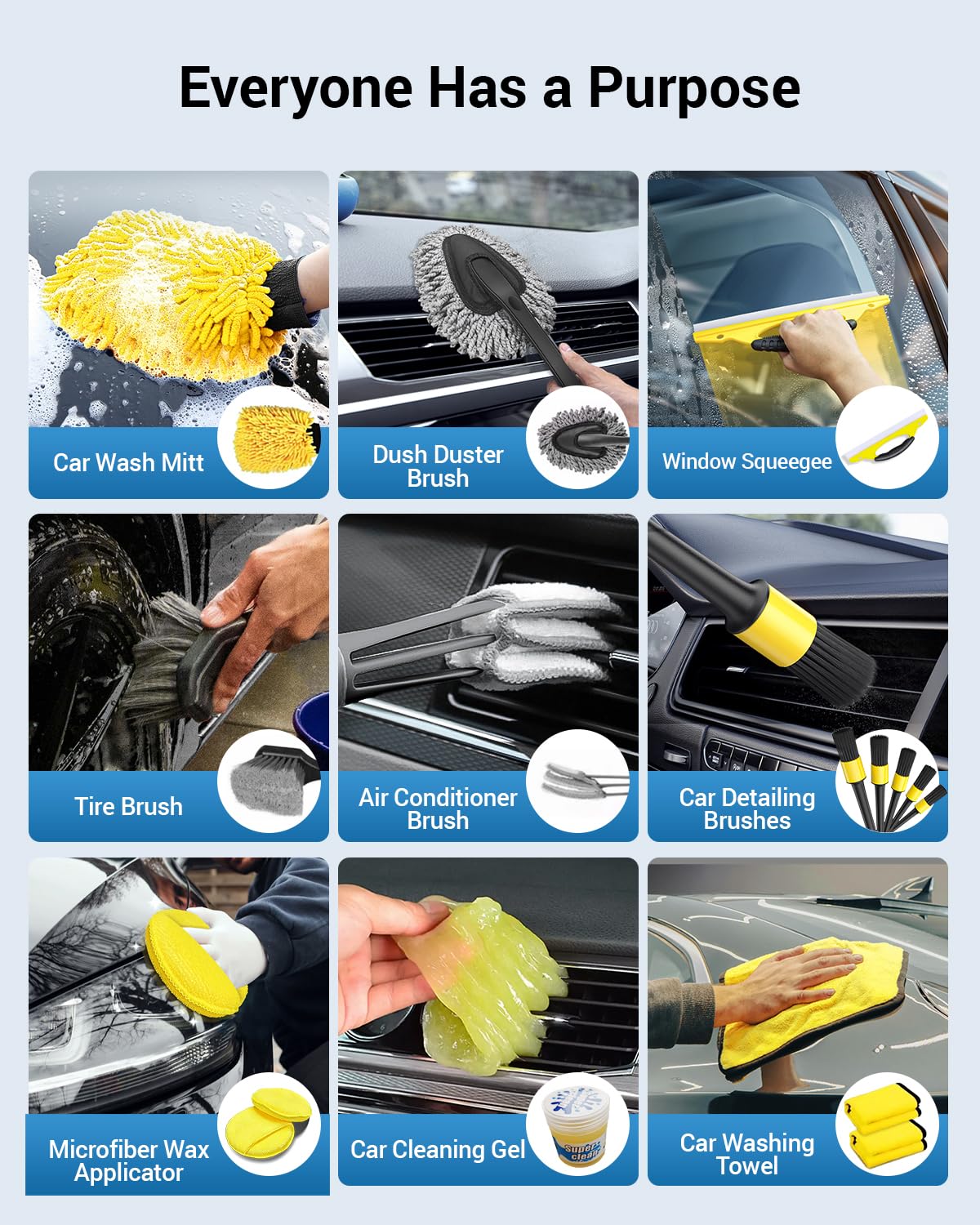 AUTOWN 30PCS Car Detailing Kits, Detailing Brush Set with Drill Brush Attachments and Portable Tool Box, Car Cleaning Kits for Interior, Exterior, Wheels, Windows