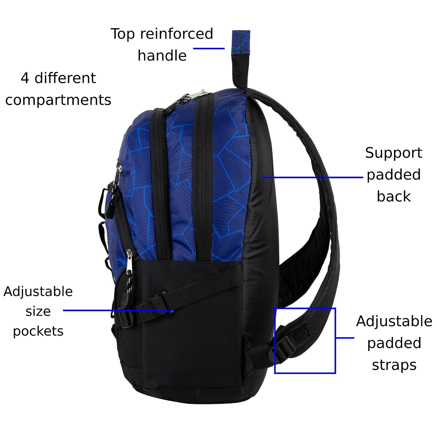 FUEL Hiking Laptop Backpack, College Bookbag, Travel Daypack with 5 Compartments, Dynamo Tech Pocket, 18.5 Inches, Geometric Cracks