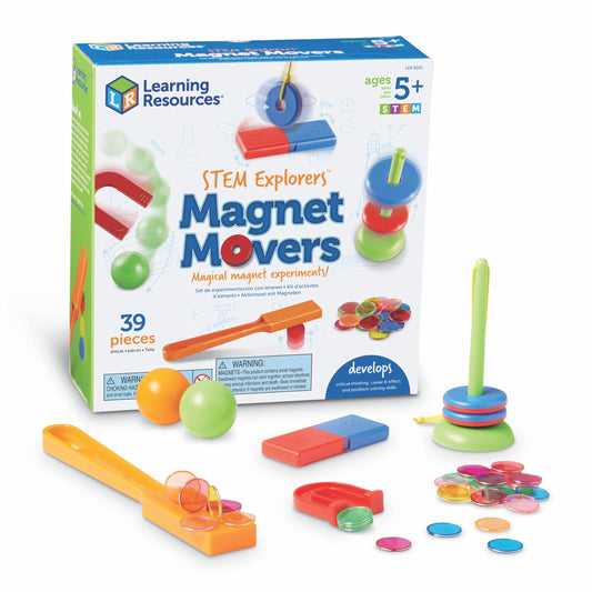 Learning Resources STEM Explorers -Ages 5+, Magnet Movers, Critical Thinking Skills, STEM Certified Toys, Magnets Kids,Magnet Set,Back to School Supplies,39 Pieces