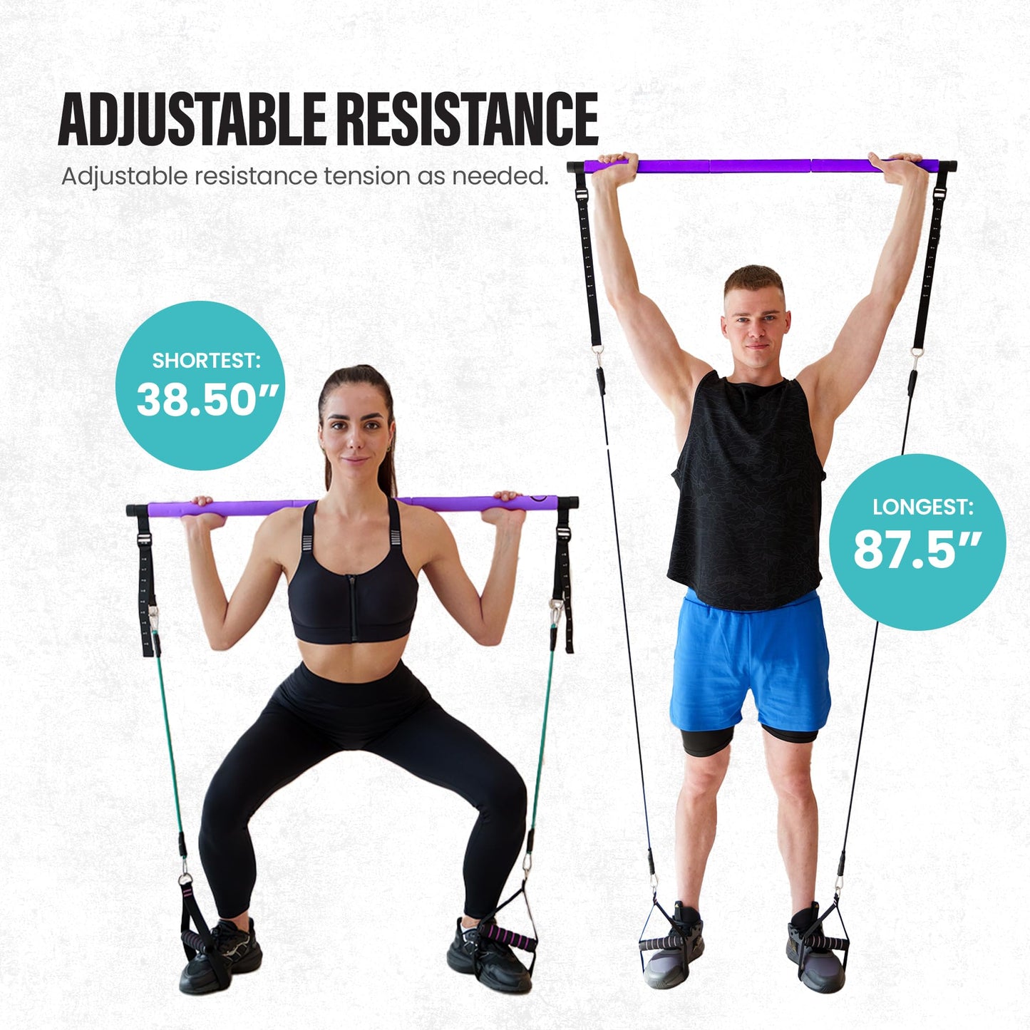 Pilates Bar Kit with Resistance Bands – Adjustable 39” Steel Bar & 6 Stackable Bands (40-180lbs), Full Body Pilates Kit for Home Workouts for Women & Men, Portable Pilates Reformer Strength Training