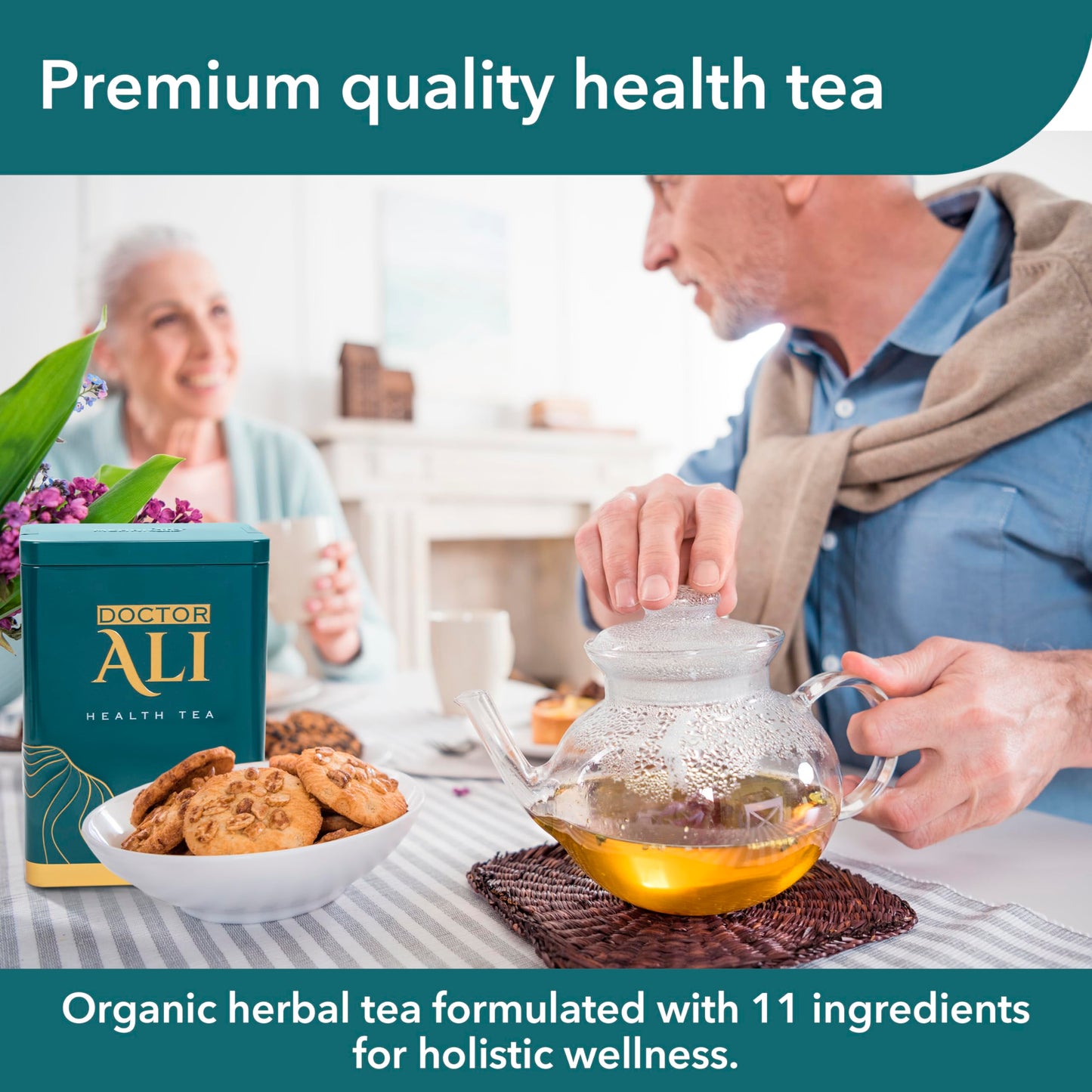 DOCTOR ALI HEALTH TEA - Cleanse & Detox, Kidney & Liver Health, Digestion, Immunity, Sleep Improvement | Premium Grade | 11 Organic Super Herbs for Holistic Wellness | 40 Pure Silk Sachets, 5 gr each