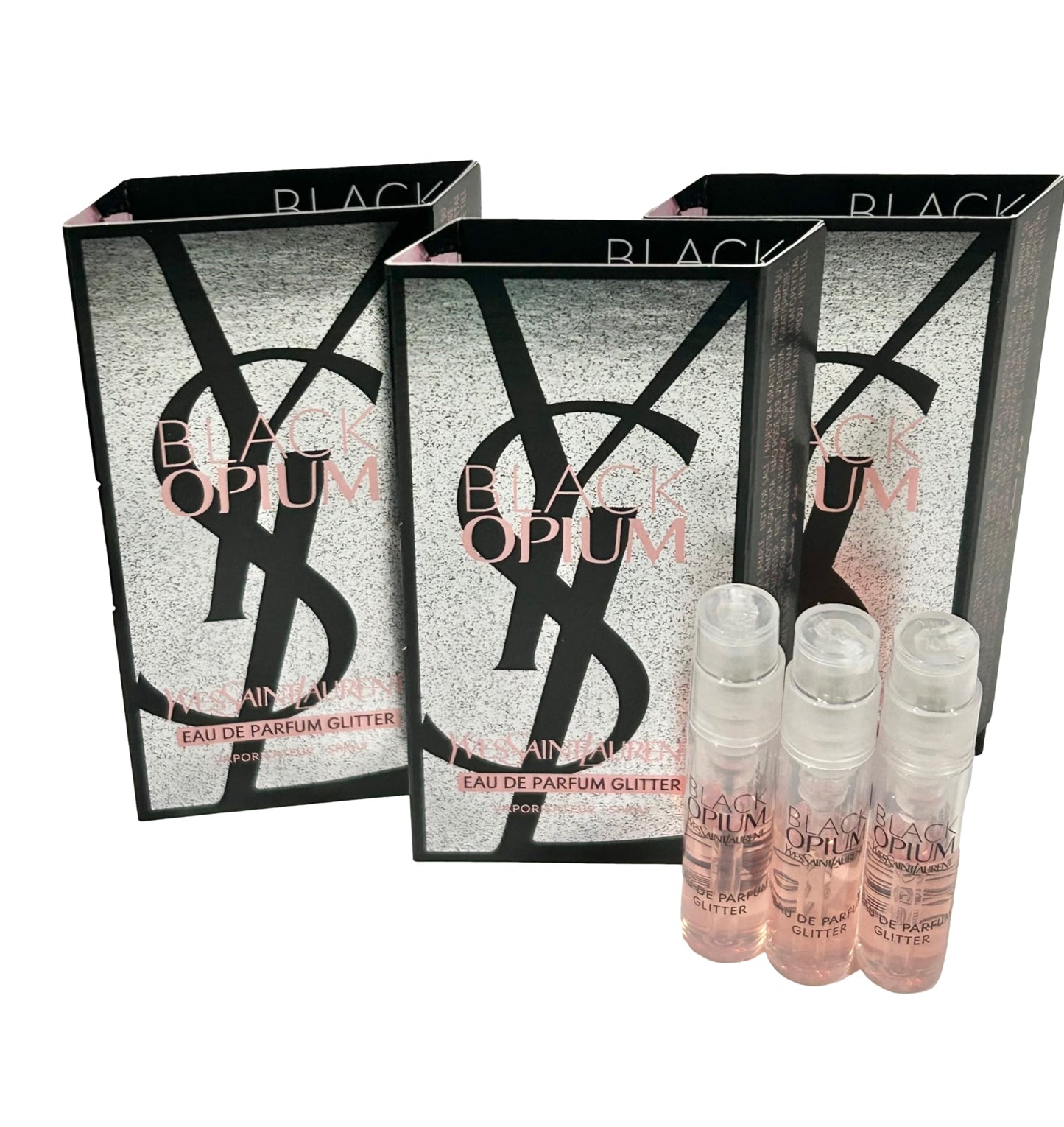 Yves Saint Laurent YSL Black Opium EDP Glitter Sample Women Perfume 1.2 ml / 0.04 oz - set of 3