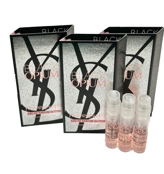 Yves Saint Laurent YSL Black Opium EDP Glitter Sample Women Perfume 1.2 ml / 0.04 oz - set of 3