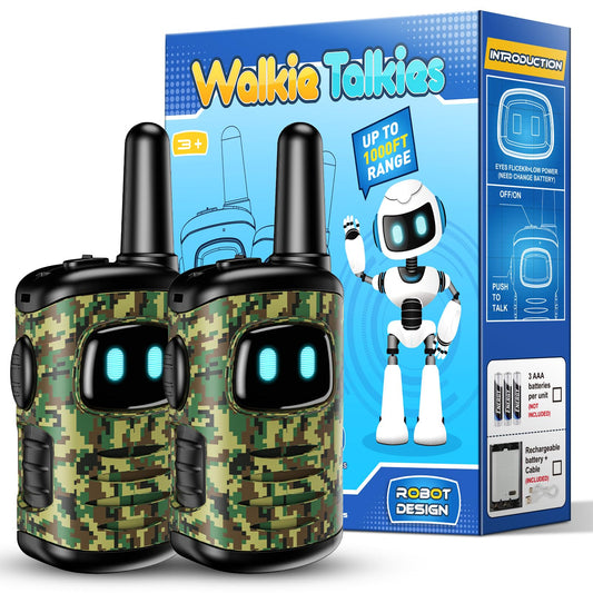 Toys for 3-8 Year Old Boys: comedyfun Mini Robots Walkies Talkies 2 Pack Easter Basket Essentials Stuffers Birthday Gifts for 3 4 5 6 7 8 Year Old Boys Toys Age 5 6 7 8 Adventure Game Hiking Camping