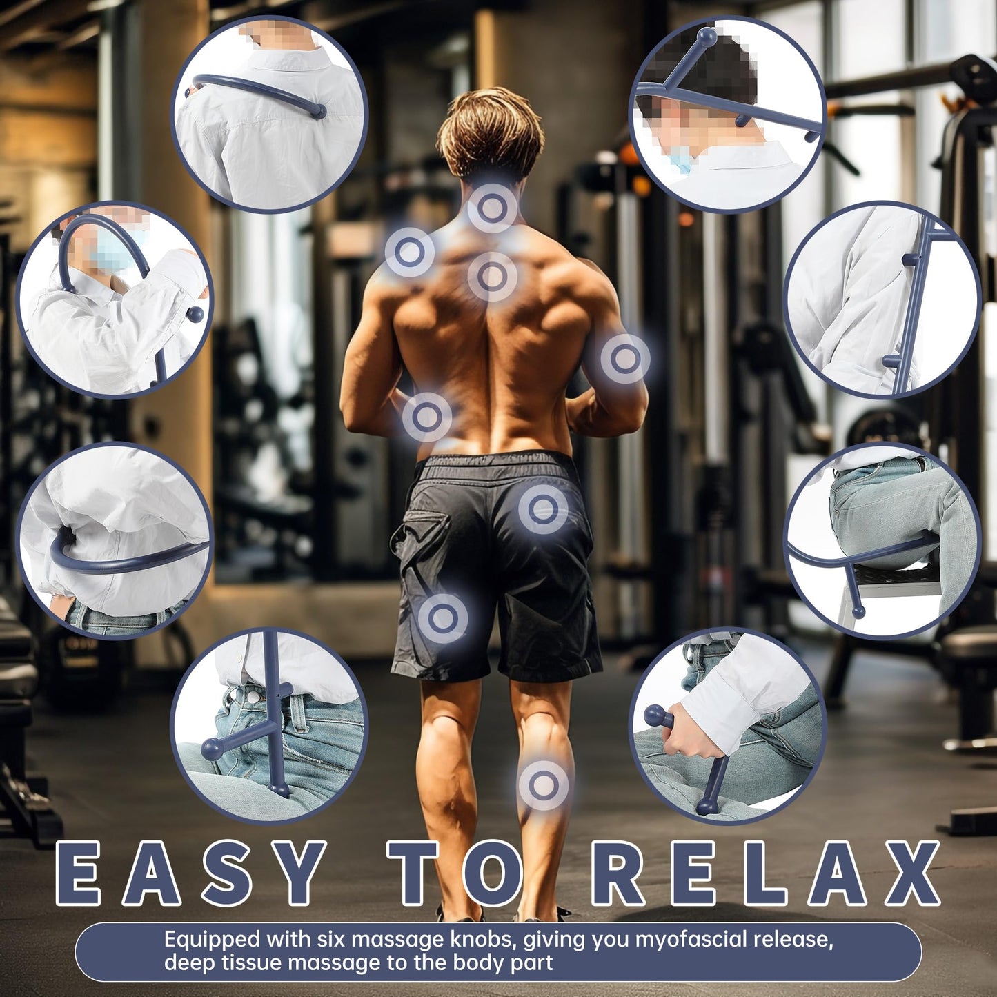 Blue Manual Massager Hook,Muscle Relax Point Tool Therapeutic,Muscle Release Tool Release Shoulders,Neck, Upper and Lower Back Pain Manually Physical Therapy Myofascial Release Deep Pain Relief