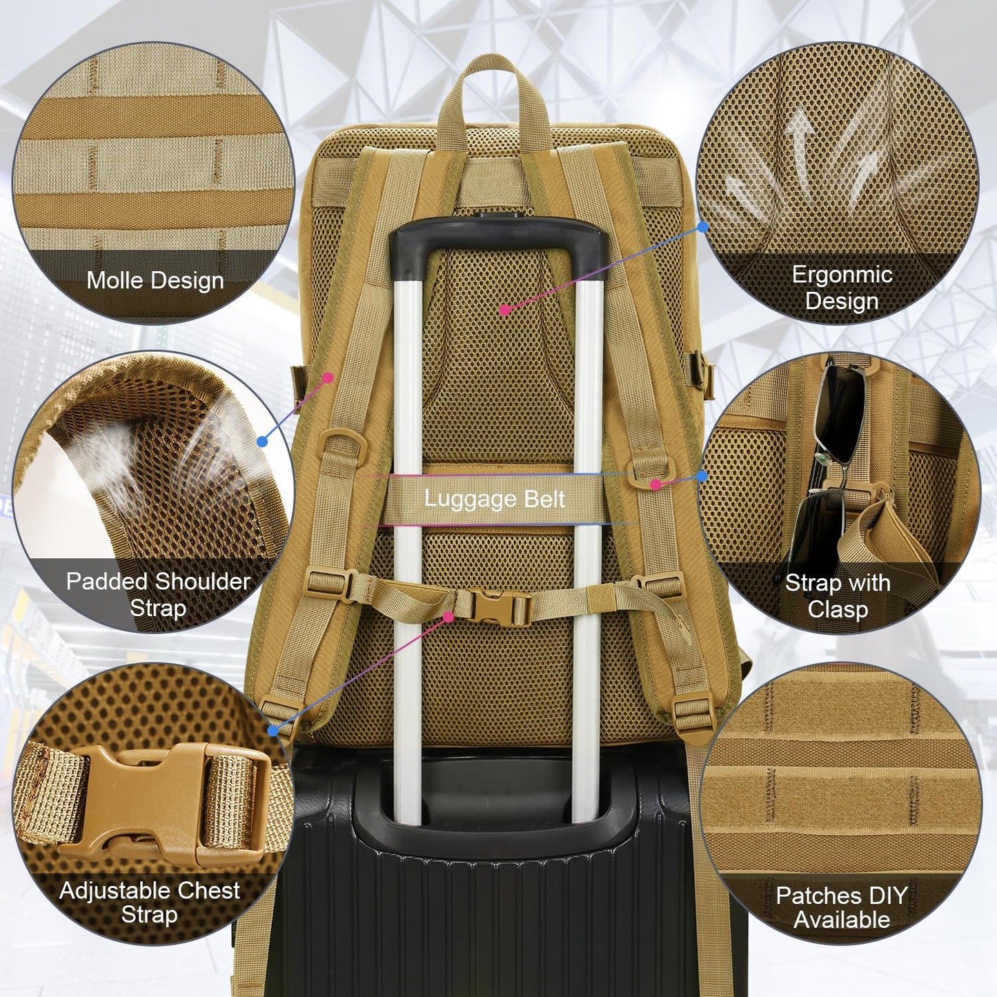 BERTASCHE Lunch Backpack, Laptop Backpack 15.6 inch Work Backpack w/Insulated Cooler Lunch box for Men Women, Casual Daypack for Work Commuter Picnic College,Khaki