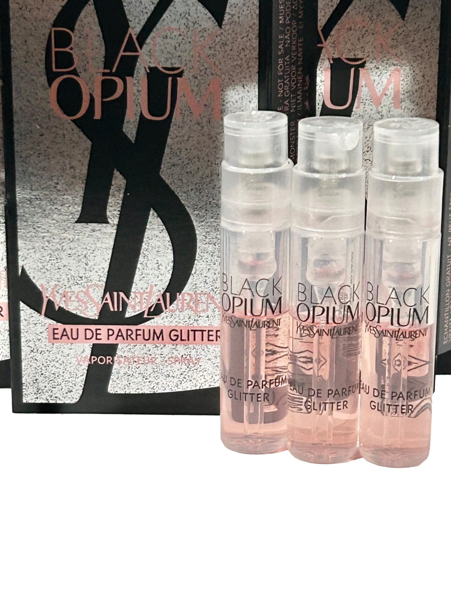 Yves Saint Laurent YSL Black Opium EDP Glitter Sample Women Perfume 1.2 ml / 0.04 oz - set of 3