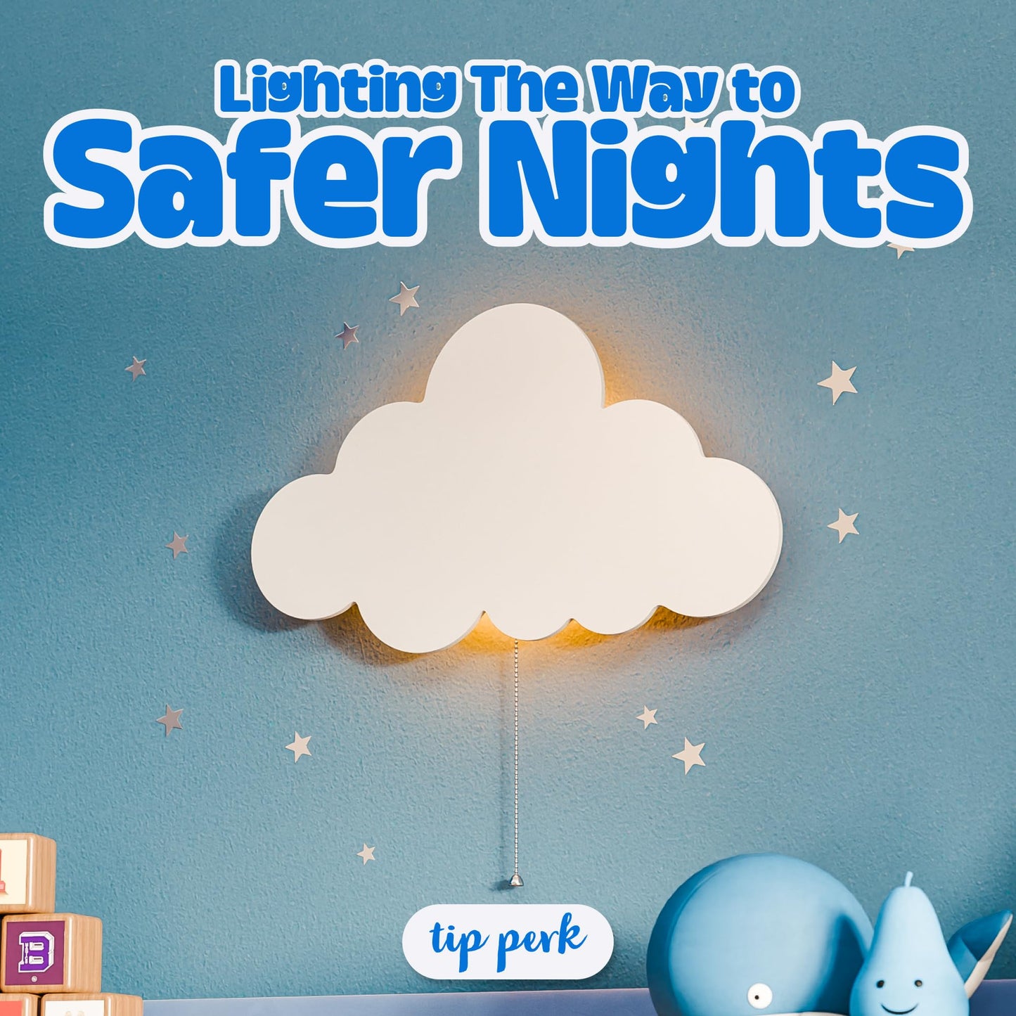 Tip perk 2 Pack Cloud Light - Floating Cloud Wall Lamp for Nursery | Cute Floating Lamp for Kids Bedroom | Battery-Operated Hanging Night Lights for Bedroom | Lamp for Baby Nursery