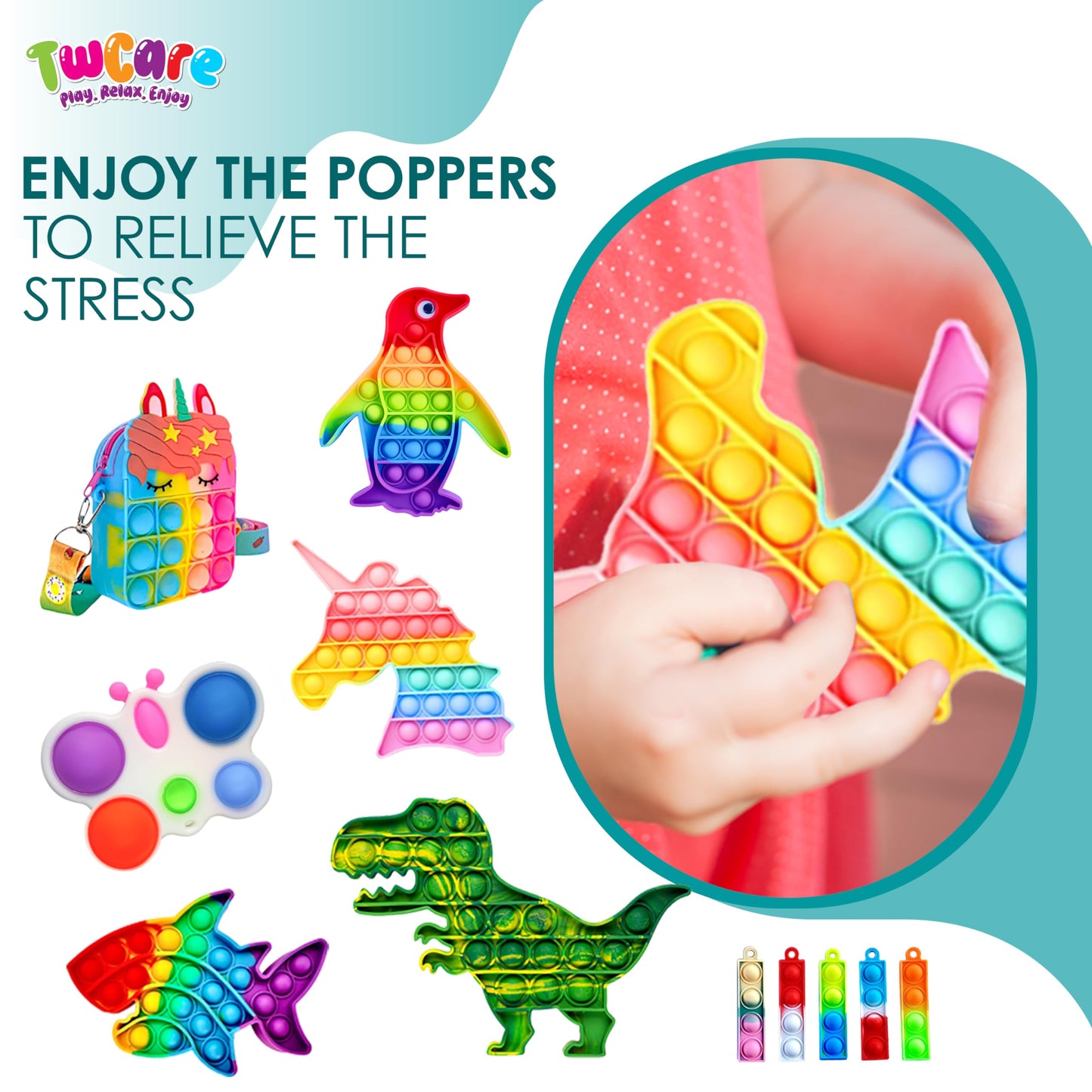 120 Pcs Fidget Toys Pack, Pop Sensory Party Favors Set Gifts for Kids Adults Boy Girl Stocking Stuffers Autistic Bulk Goodie Bag Filler Treasure Box Classroom Prizes School